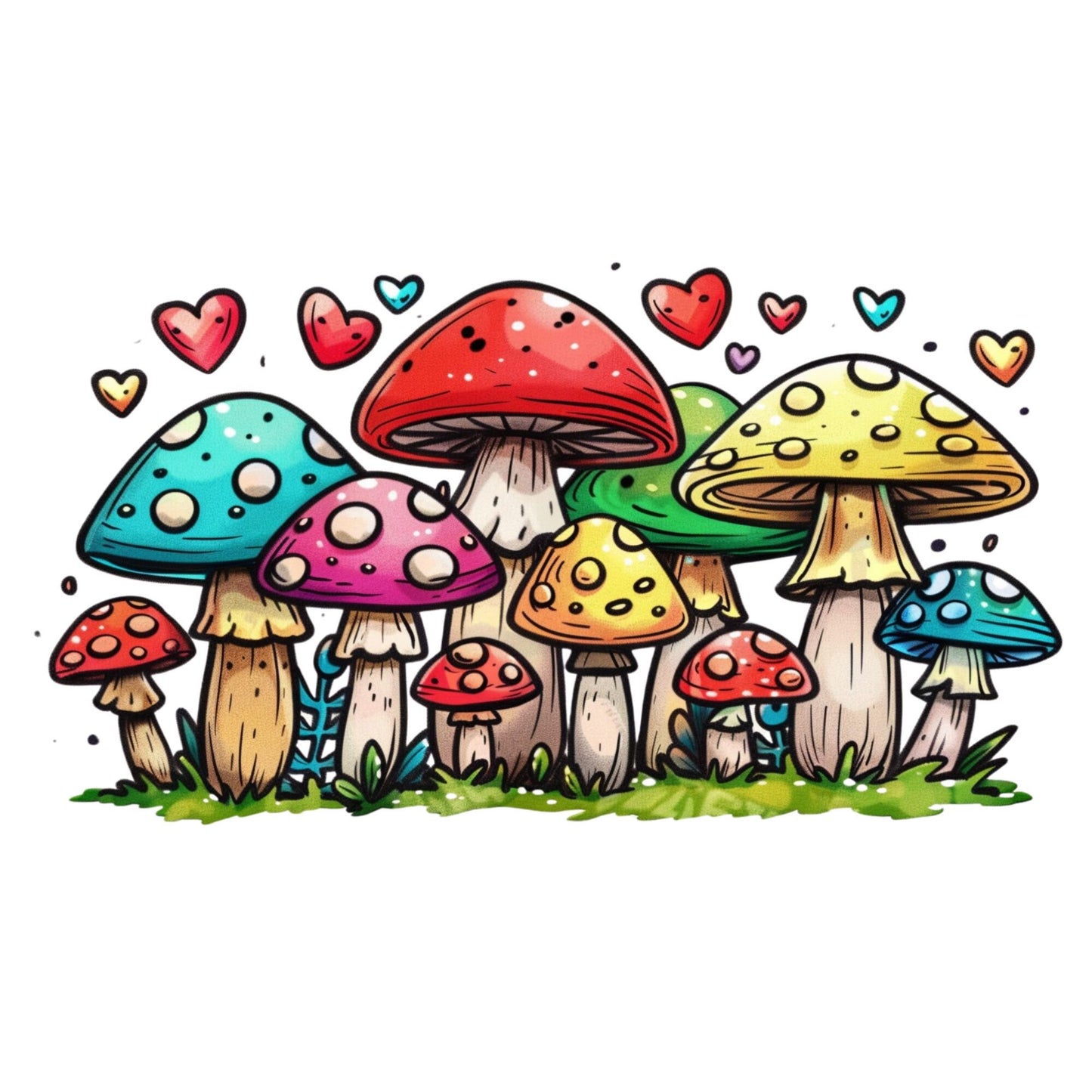 UV DTF Sticker print. Retro mushroom wrap, tumbler decal. UV wrap for glass can tumbler. #5083