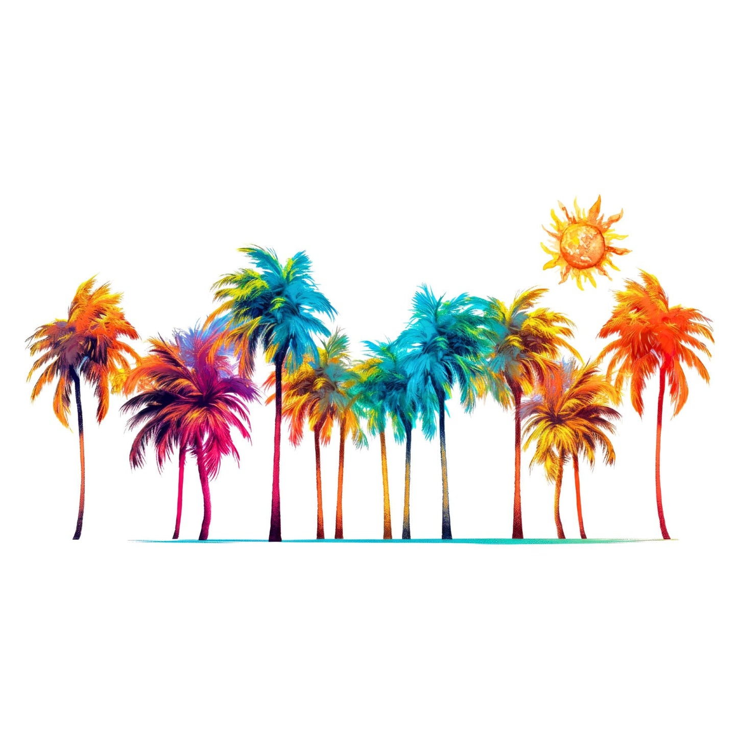 UV DTF Sticker print. Palm tree scene wrap decal, tumbler decal, permanent sticker. UV wrap for glass can tumbler. #5087