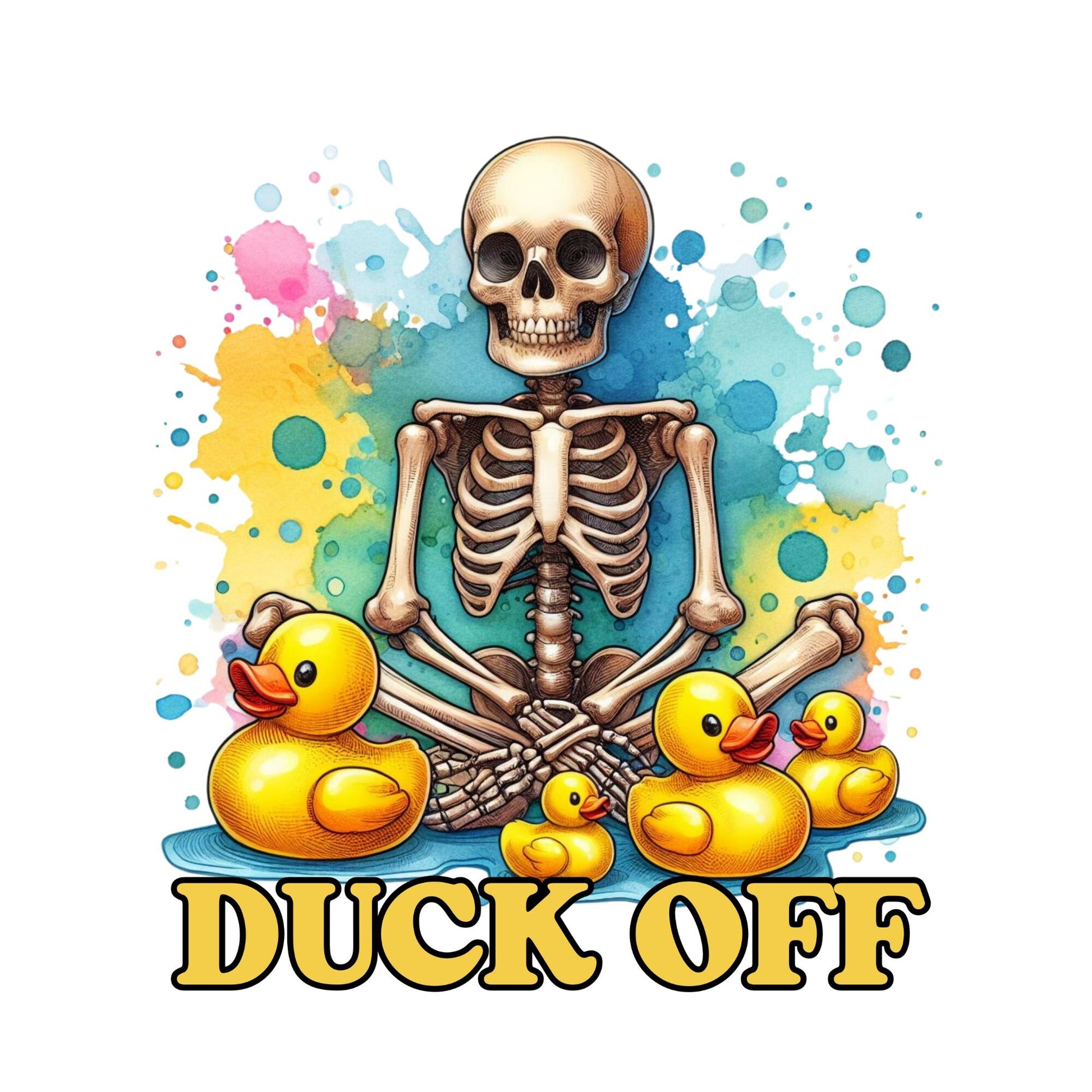 UV DTF Sticker print. Duck off skeleton decal, tumbler decal, permanent sticker. Uv wrap for glass can tumbler. #4139
