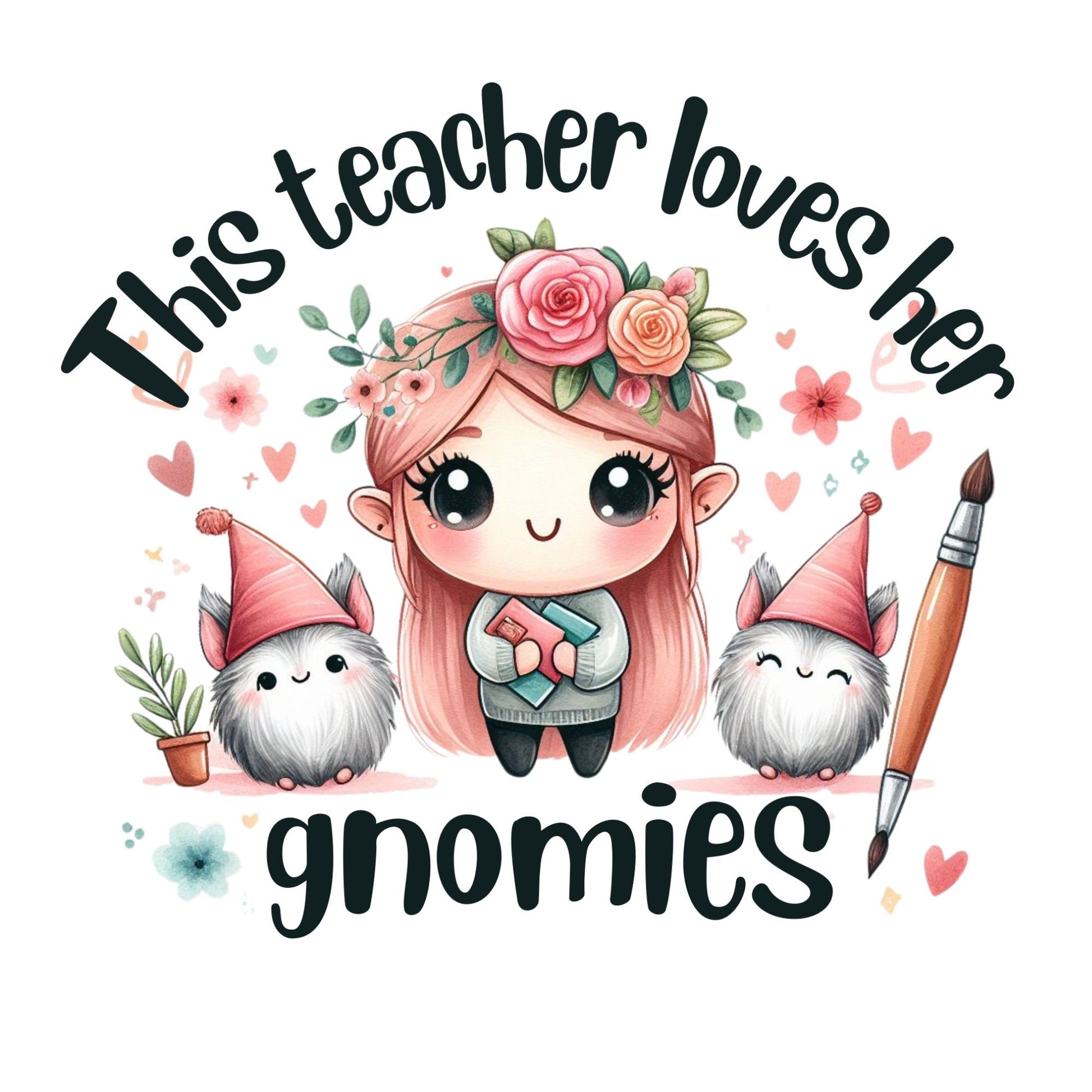 UV DTF Sticker print. This Teacher Loves Her Gnomies decal, tumbler decal, permanent sticker. Uv wrap for glass can tumbler. #4149