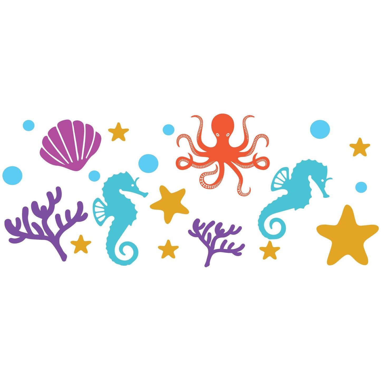 UV DTF Sticker print. Ocean life wrap decal, tumbler decal. UV wrap for glass can tumbler. #5107