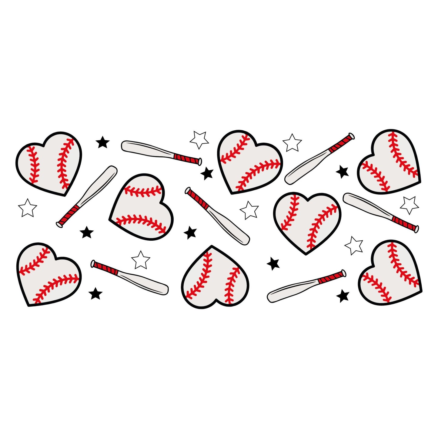 UV DTF Sticker print. Baseball heart wrap decal, tumbler decal. UV wrap for glass can tumbler. #5114