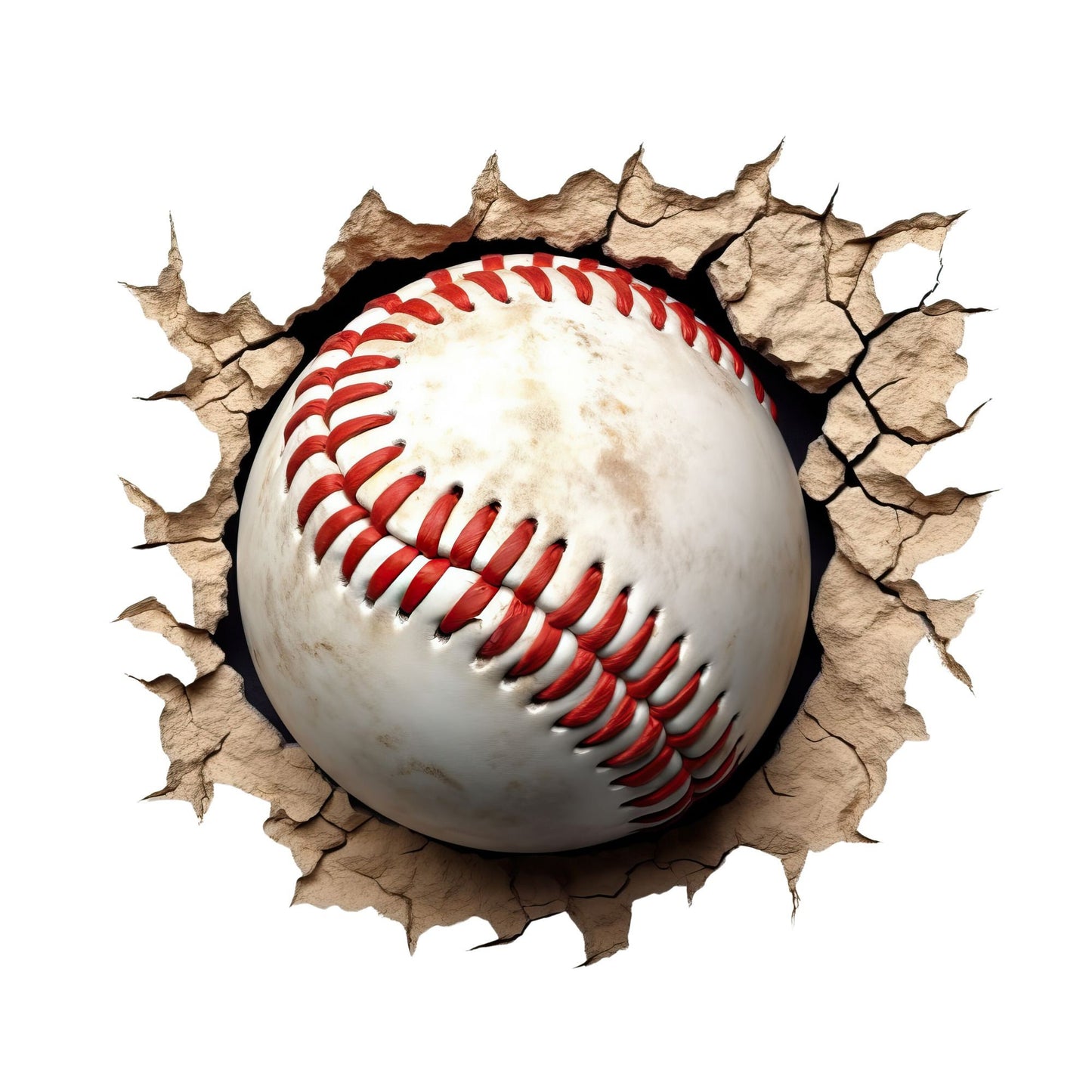 UV DTF Sticker print. Baseball cracked through decal, tumbler decal, permanent sticker. UV wrap for glass can tumbler. #9012