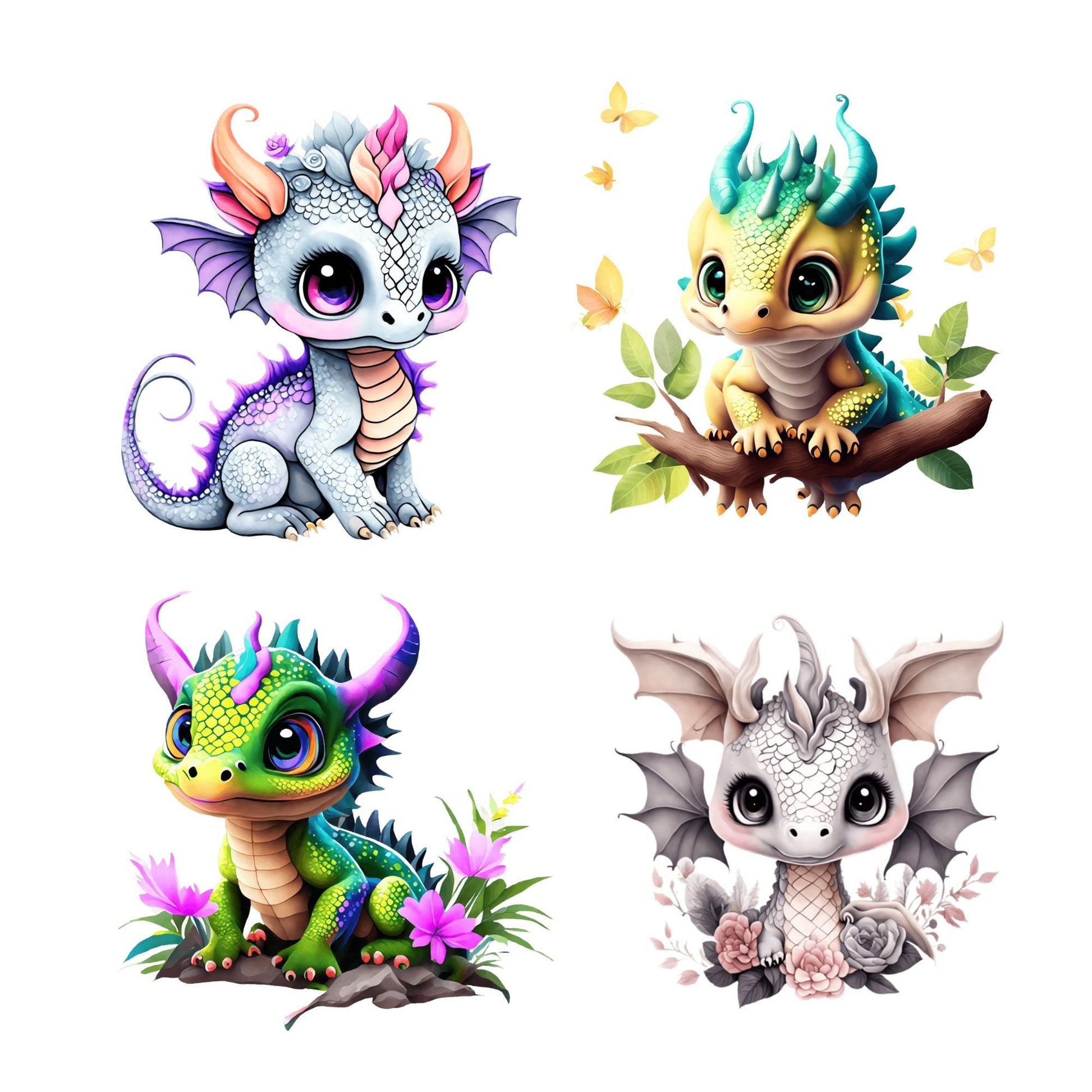 UV DTF Sticker print. Baby dragon decal, tumbler decal, permanent sticker. UV wrap for glass can tumbler. #1019