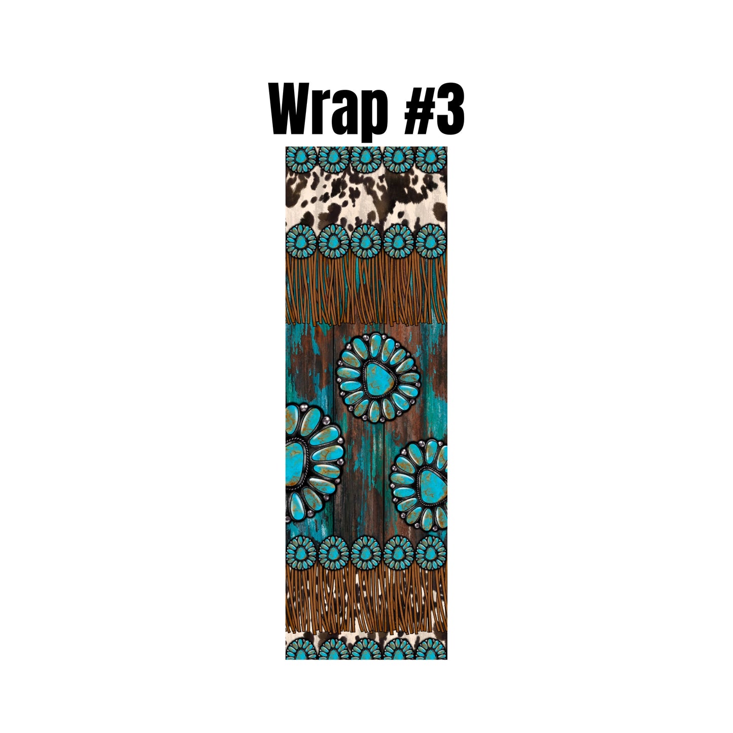 UV DTF Pen Wrap Ready To Apply Sticker Print. Turquoise Western style pen wraps. UV Pen wrap. #8008