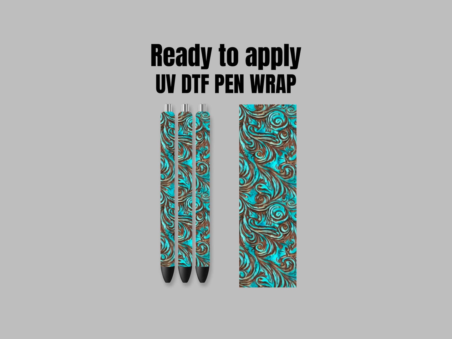 UV DTF Pen Wrap Ready To Apply Sticker Print. Full color tooled leather wrap. UV Pen wrap. #8005