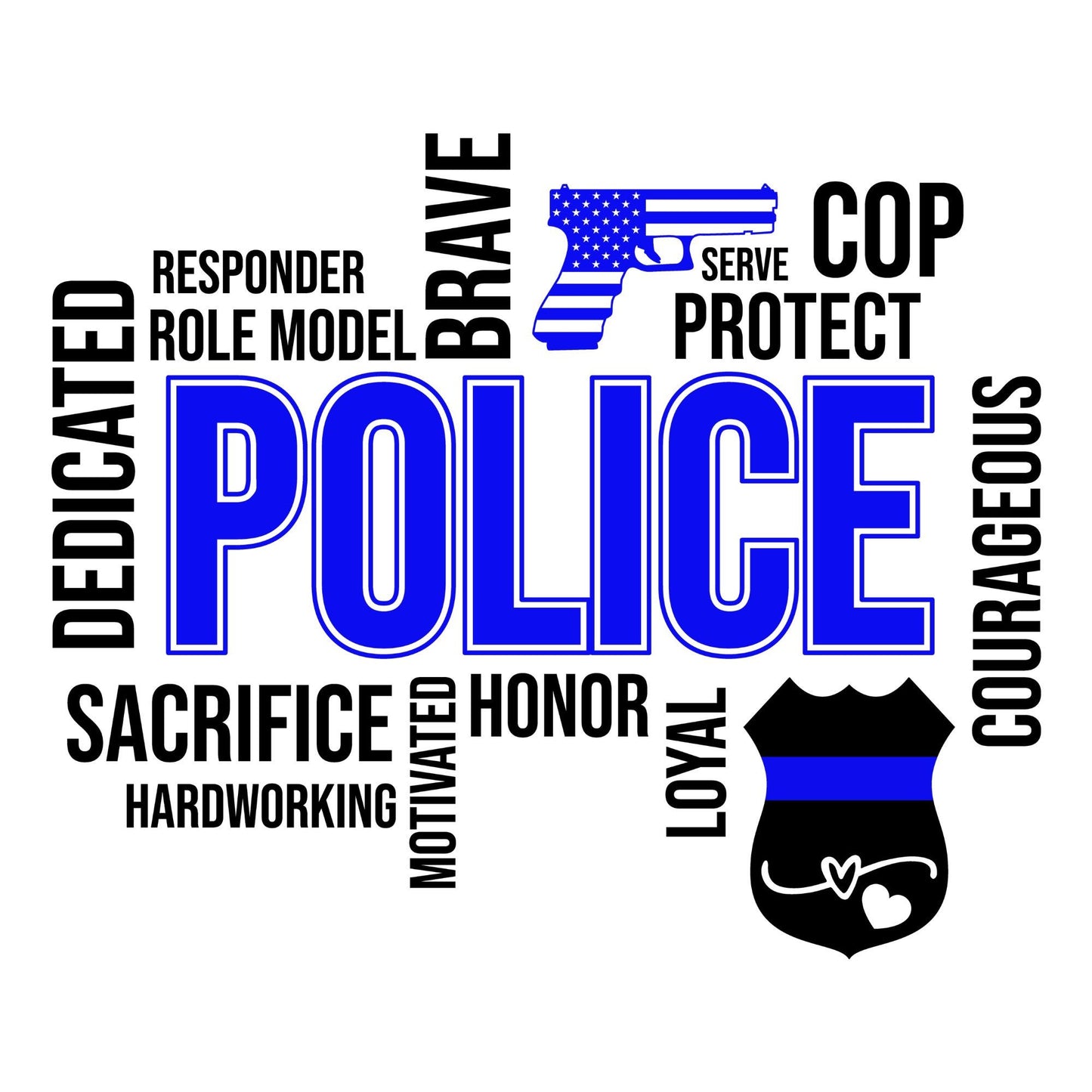 UV DTF Sticker print. Police with blue wrap, tumbler decal. UV wrap for glass can tumbler. #5105