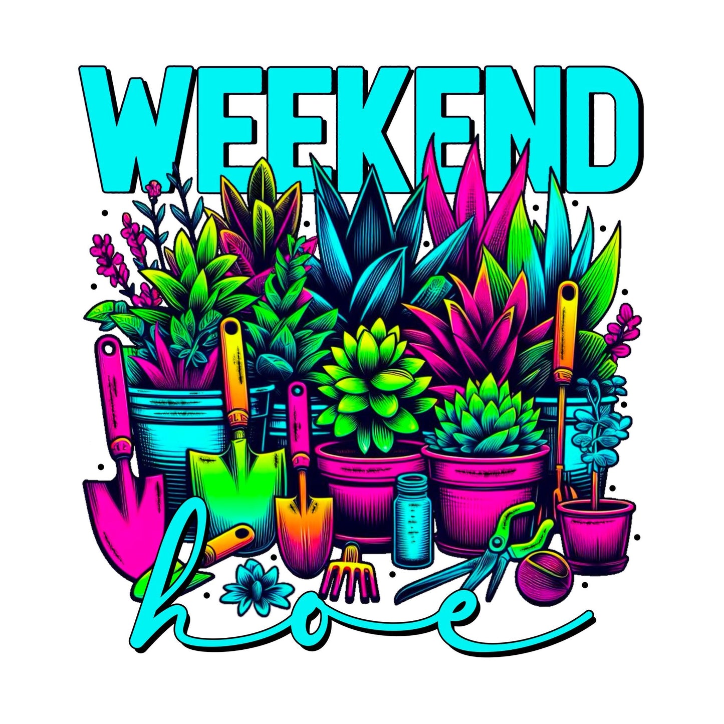 UV DTF Sticker print. Weekend Hoe decal, tumbler decal, permanent sticker. Uv wrap for glass can tumbler. #4130