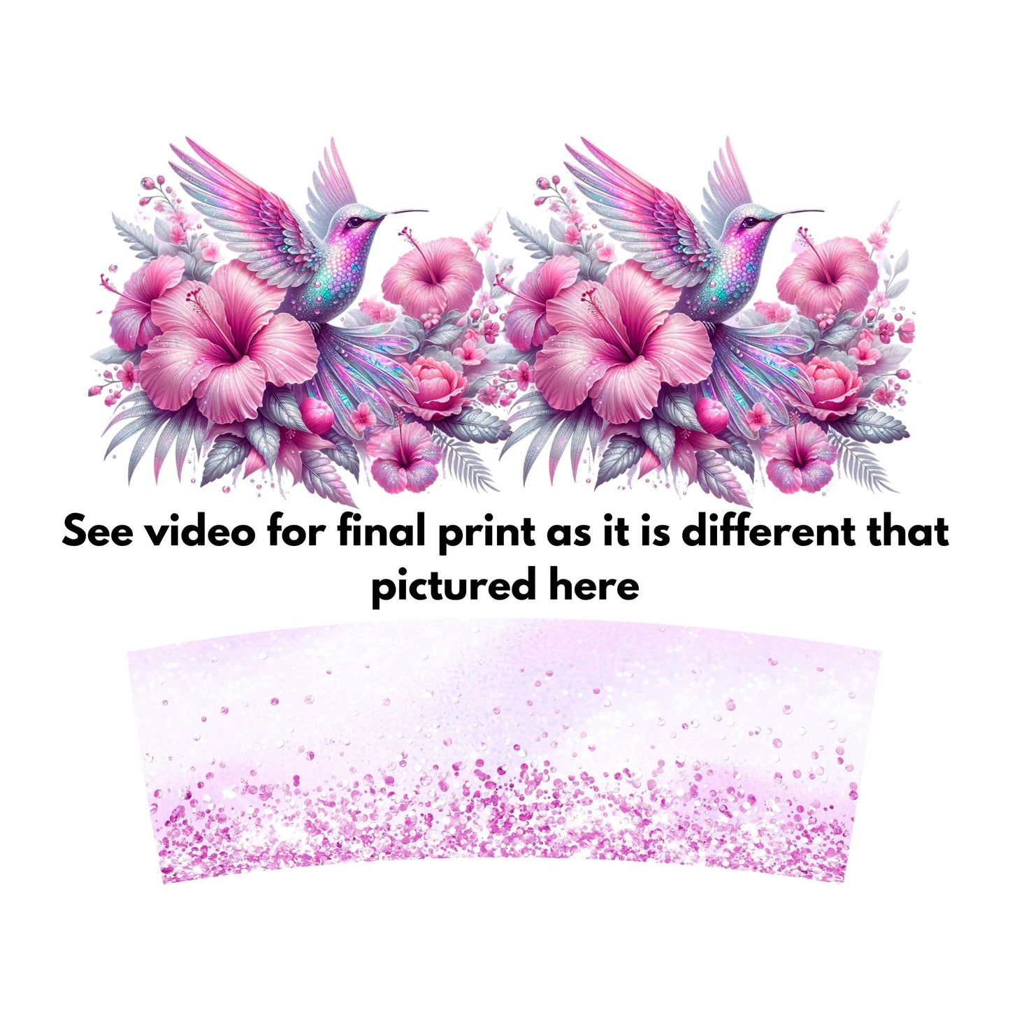 UV DTF 40 oz ready to apply Pink Hummingbird decal , quencher tumbler decal, permanent sticker. UV wrap quenchers . #3017