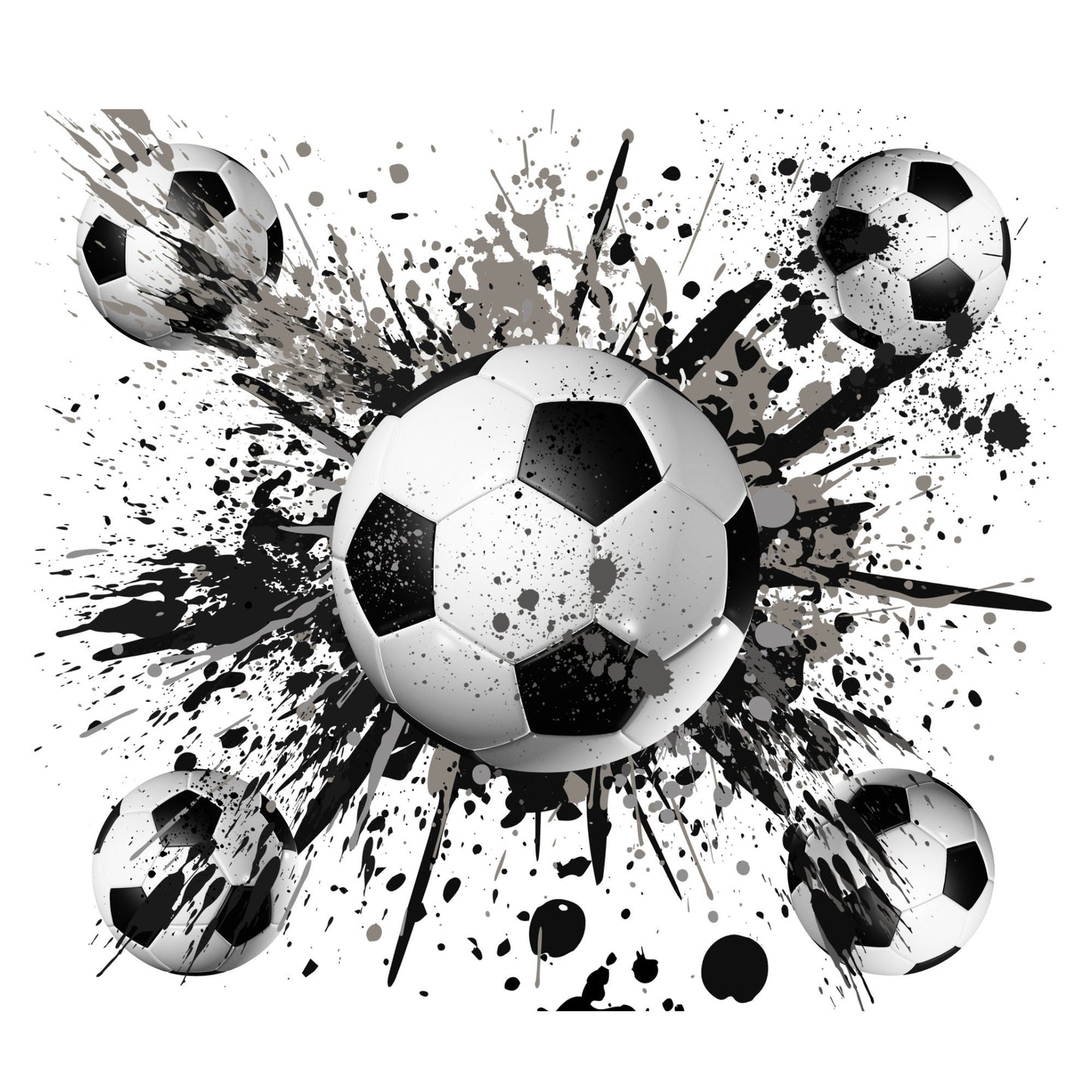 UV DTF Sticker print. Soccer ball paint splatter decal, tumbler decal, permanent sticker. UV wrap for glass can tumbler. #9009