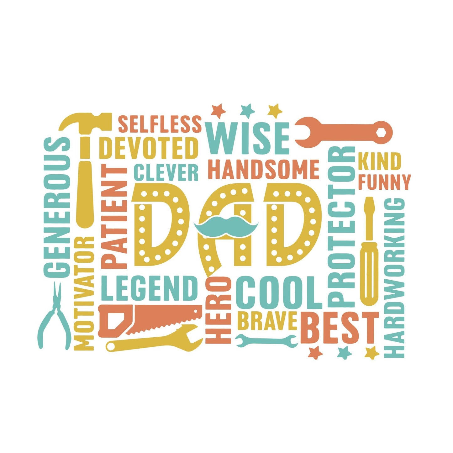 UV DTF Sticker print. Dad tool wrap, tumbler decal. UV wrap for glass can tumbler. #5106