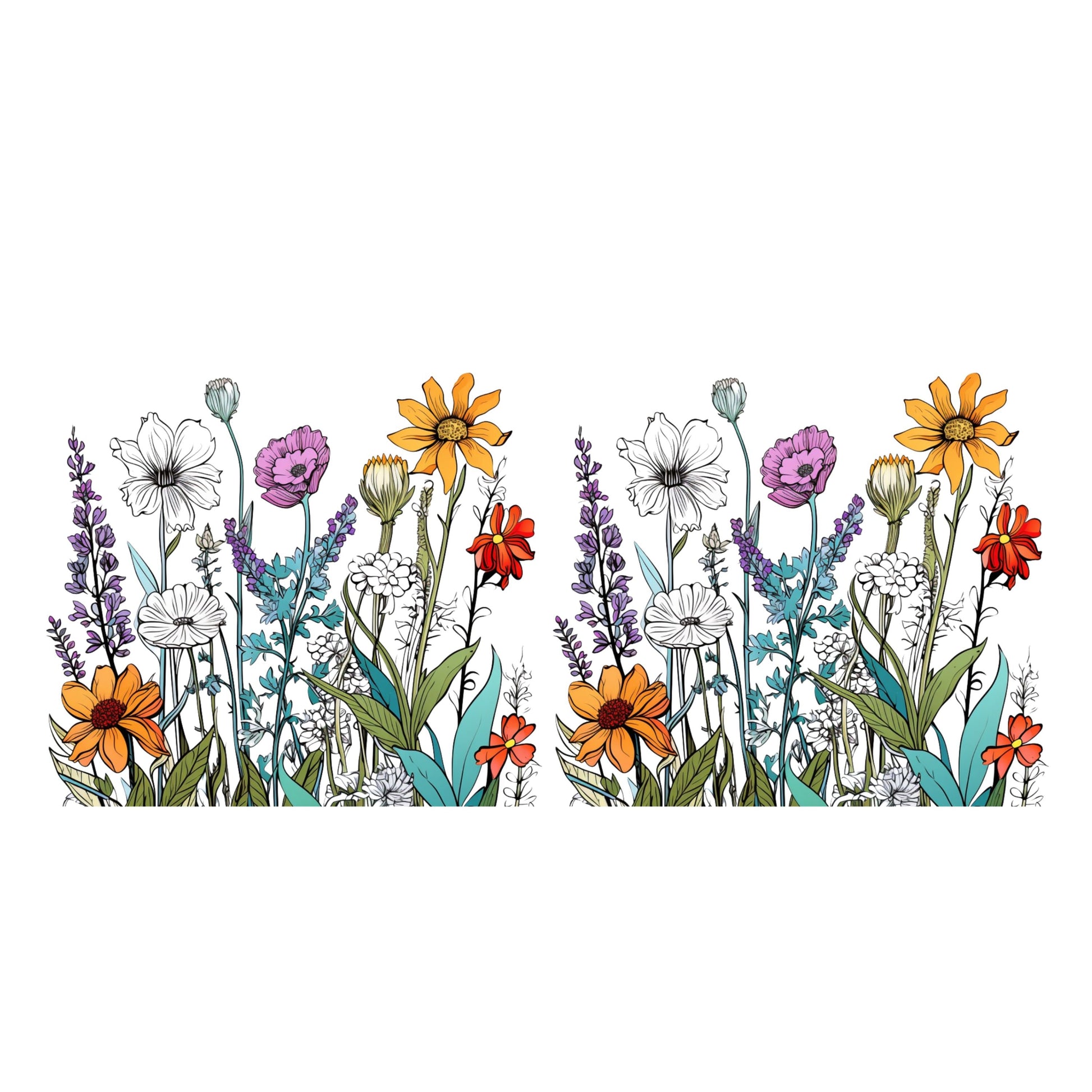 UV DTF Sticker print. Wildflowers summer wrap decal, tumbler decal. UV wrap for glass can tumbler. #5145