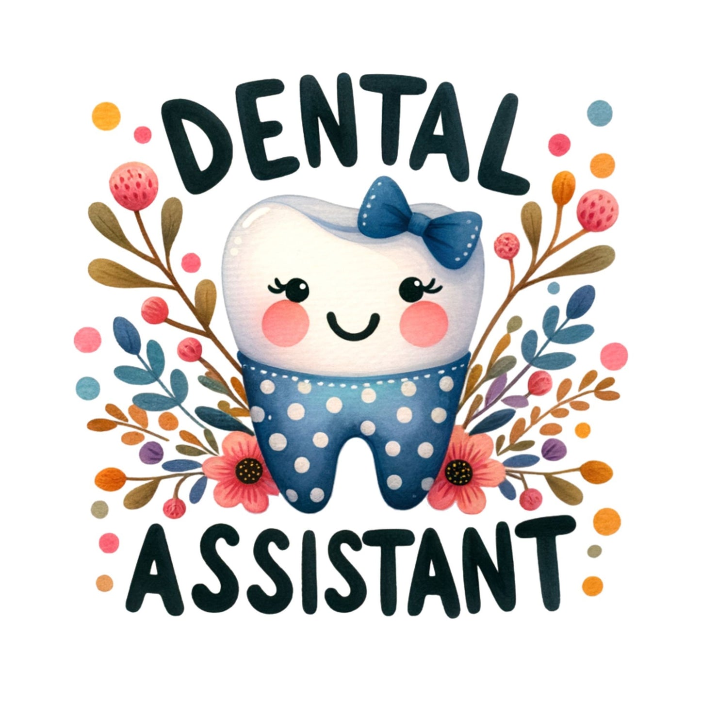 UV DTF Sticker print. Dental Assistant decal, tumbler decal, permanent sticker. Uv wrap for glass can tumbler. #4173