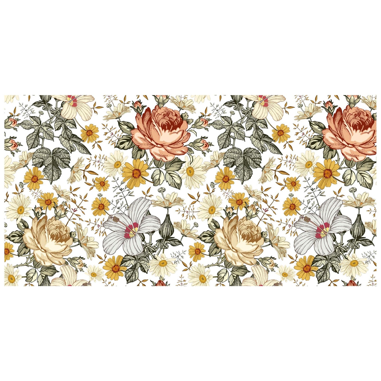 UV DTF Sticker print. Retro flowers wrap decal, tumbler decal. UV wrap for glass can tumbler. #5123