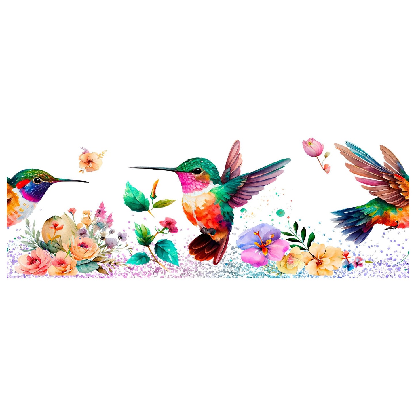 UV DTF Sticker print. Hummingbird wrap decal, tumbler decal. UV wrap for glass can tumbler. #5126