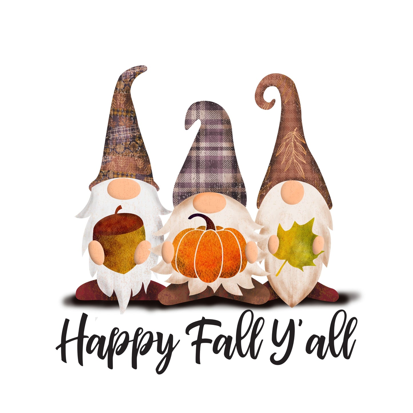 UV DTF Sticker print Happy Fall Y'all Gnomes Trio decal, tumbler decal, permanent sticker. Uv wrap for glass can tumbler. #7010
