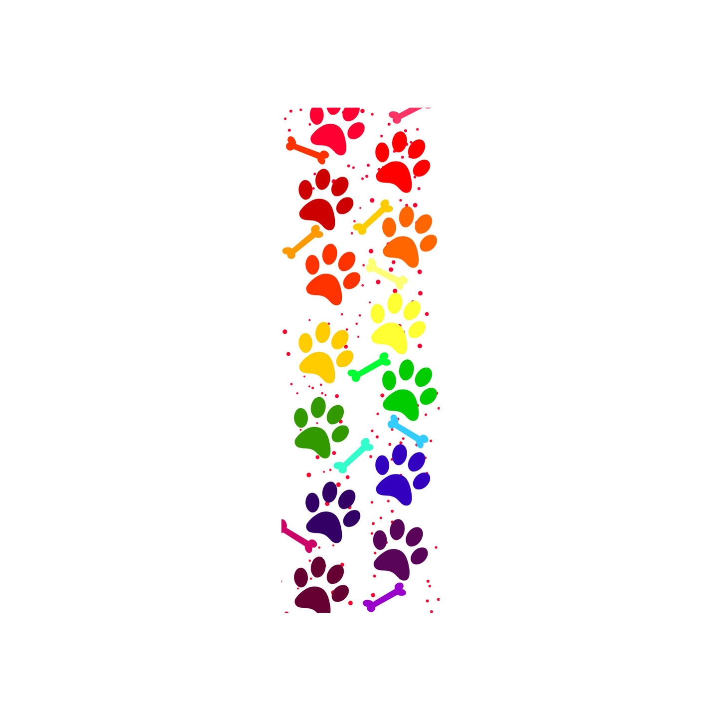 UV DTF Pen Wrap Ready To Apply Sticker Print. Clear background rainbow dog paws and bones pen wrap. UV Pen wrap. #8007