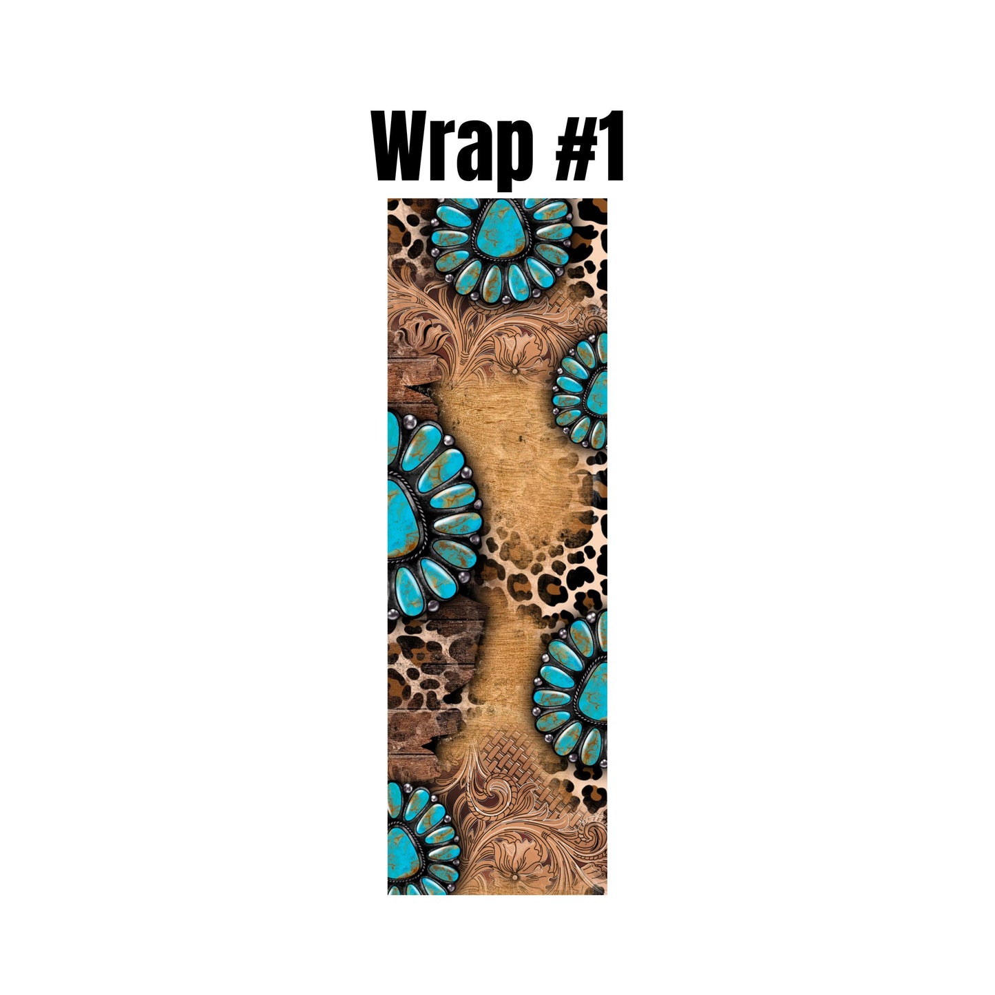 UV DTF Pen Wrap Ready To Apply Sticker Print. Turquoise Western style pen wraps. UV Pen wrap. #8008