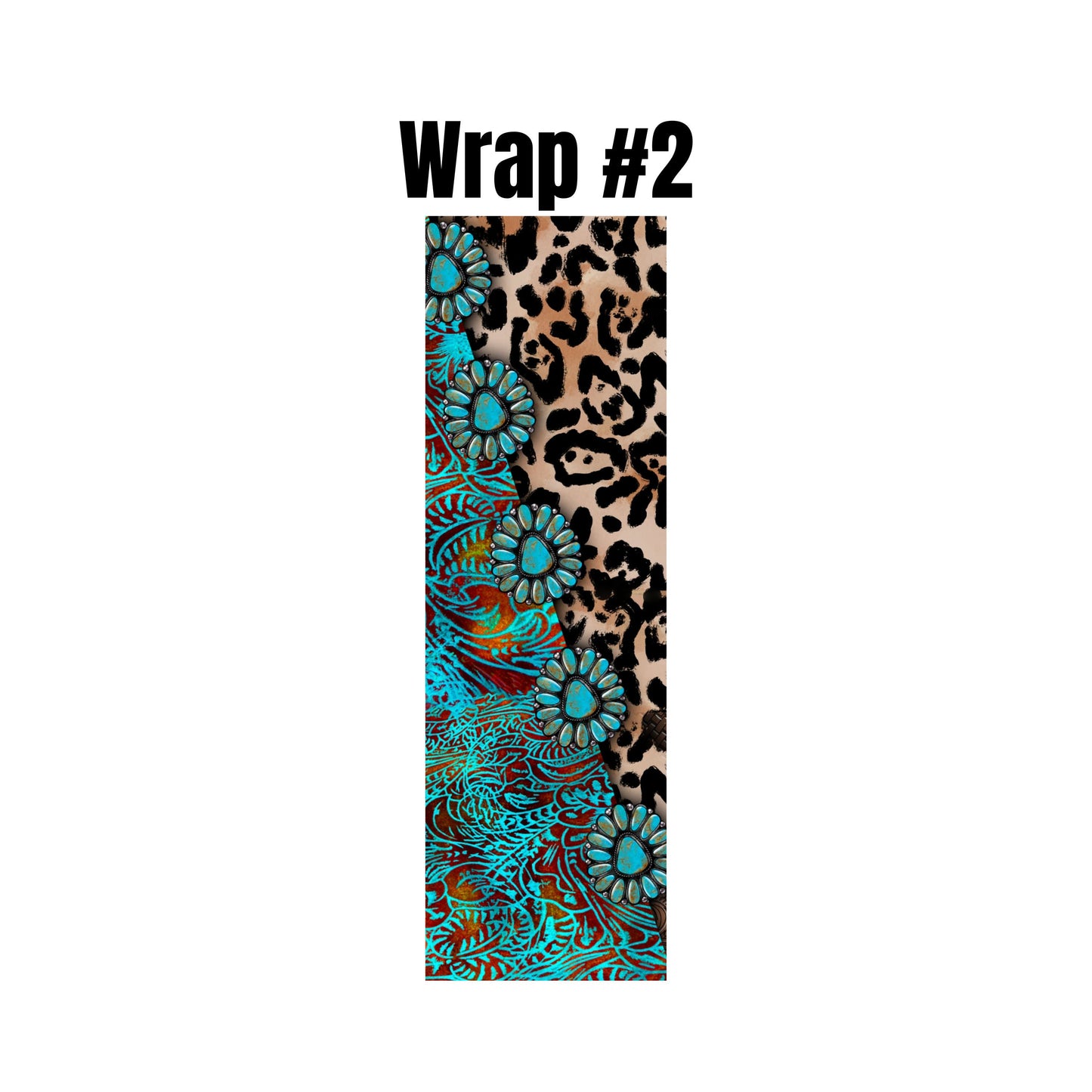 UV DTF Pen Wrap Ready To Apply Sticker Print. Turquoise Western style pen wraps. UV Pen wrap. #8008