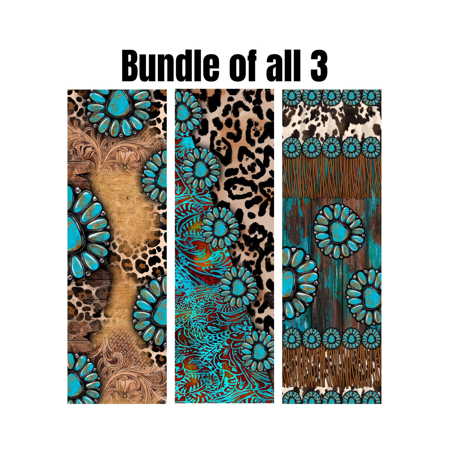 UV DTF Pen Wrap Ready To Apply Sticker Print. Turquoise Western style pen wraps. UV Pen wrap. #8008