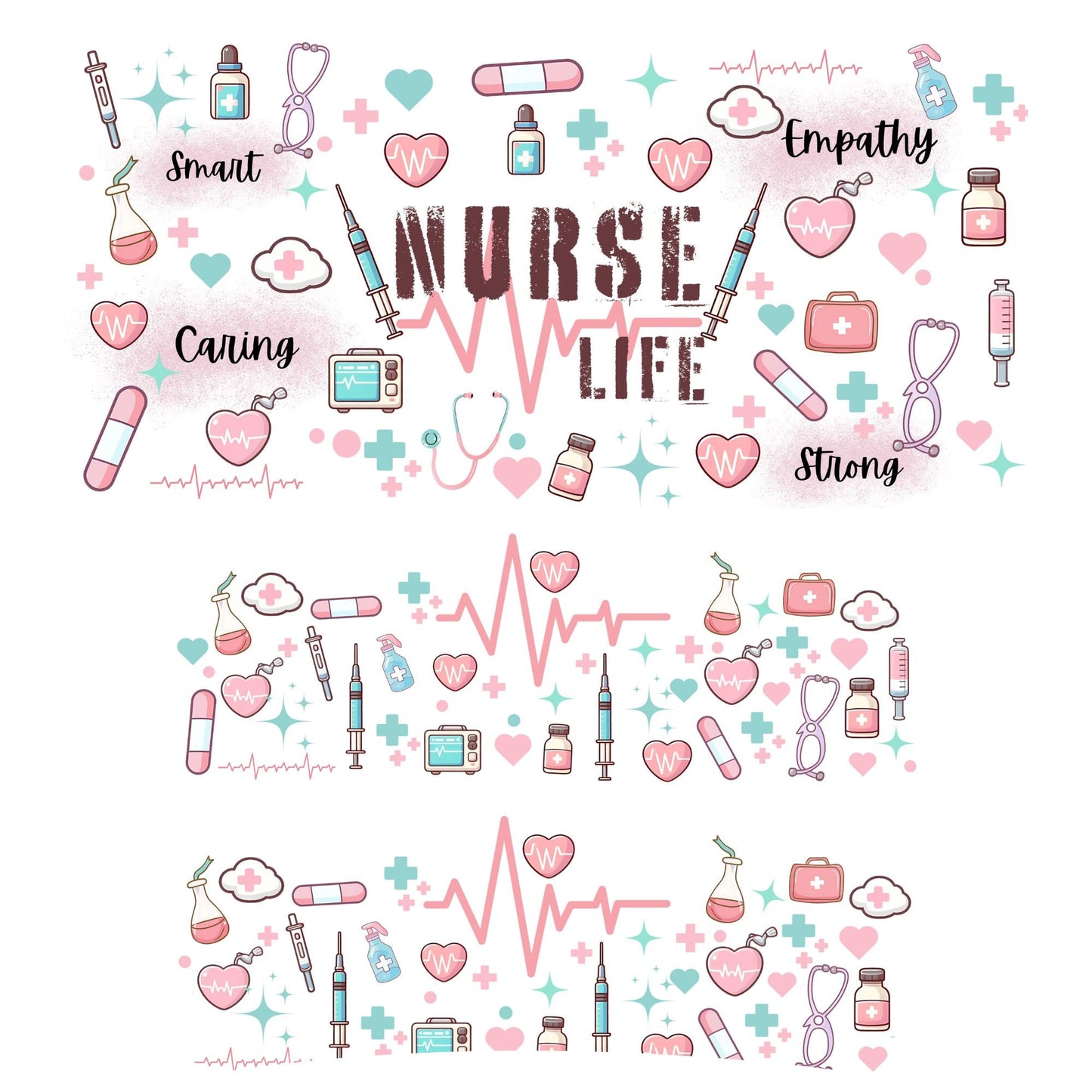 UV DTF 40 oz ready to apply Nurse Life decal , quencher tumbler decal, permanent sticker. UV wrap for quenchers . #3010