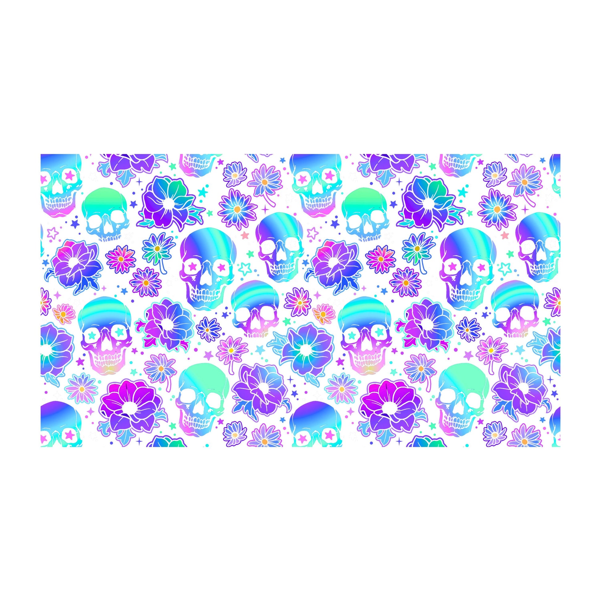 UV DTF Sticker print. Iridescent Skull wrap decal, tumbler decal. UV wrap for glass can tumbler. #5141