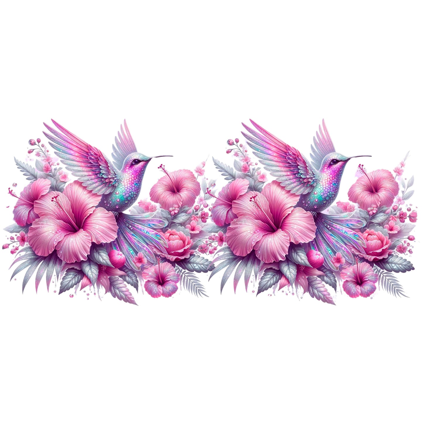 UV DTF Sticker print. Pink Hummingbird tumbler wrap decal, tumbler decal. UV wrap for glass can tumbler. #5155