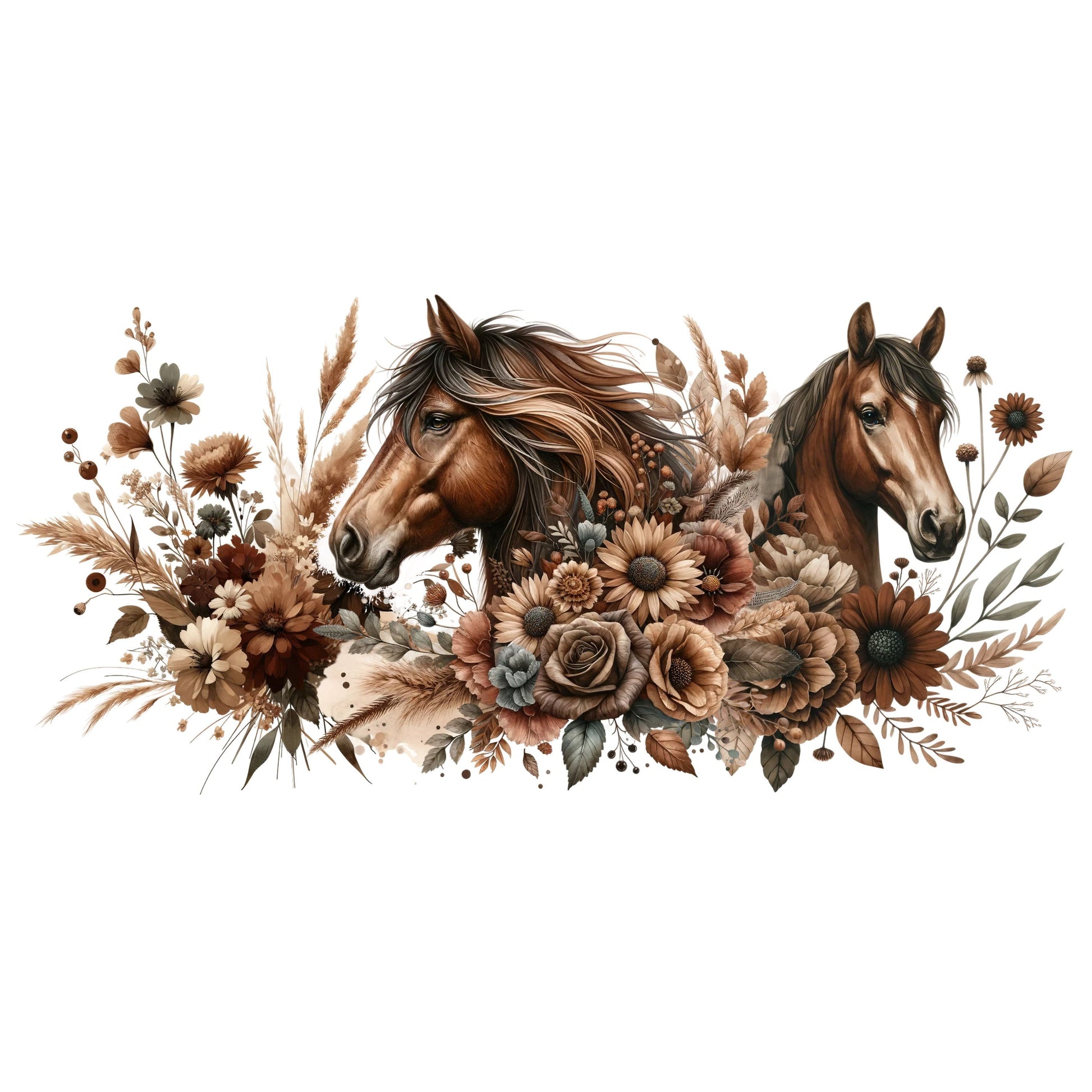 UV DTF Sticker print. Brown Horse Country wrap decal, tumbler decal. UV wrap for glass can tumbler. #5143