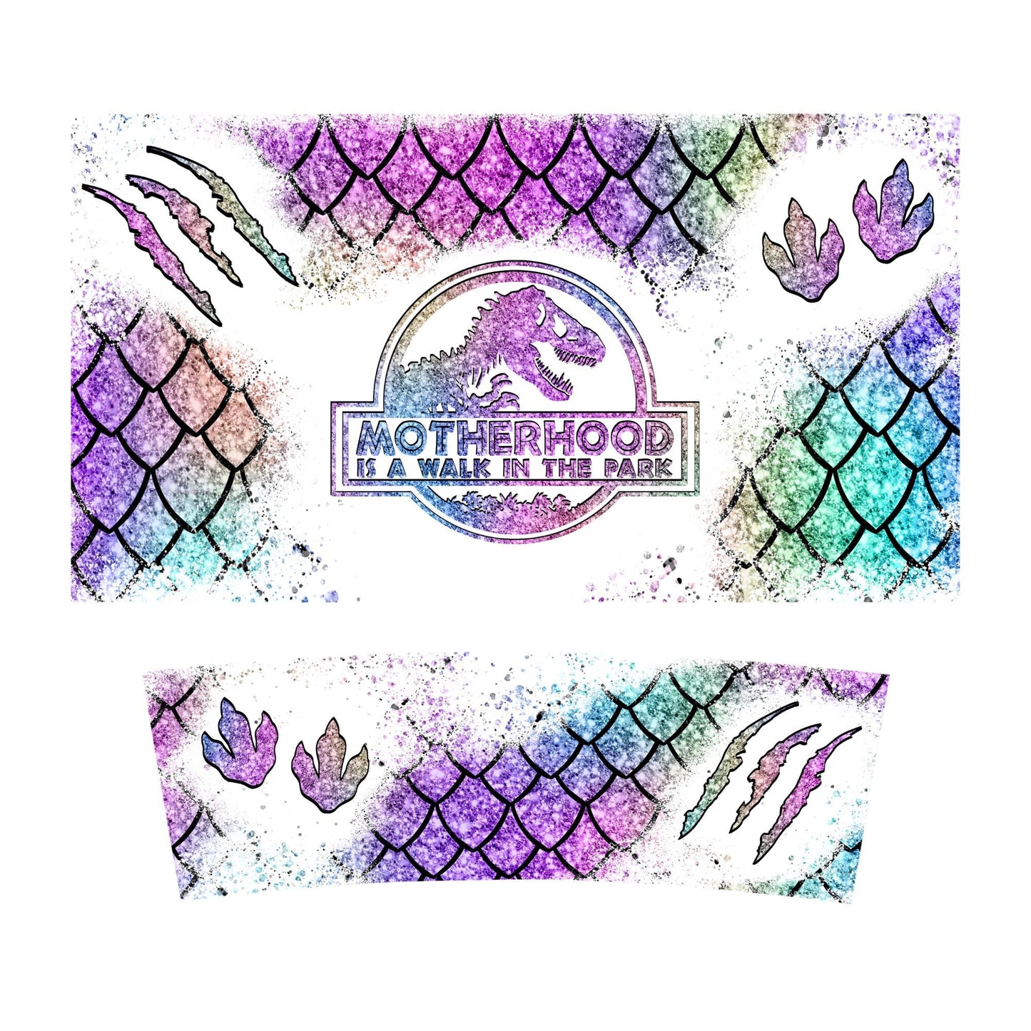 UV DTF 40 oz ready to apply Motherhood Dino wrap decal , quencher tumbler decal, permanent sticker. UV wrap quenchers . #3019