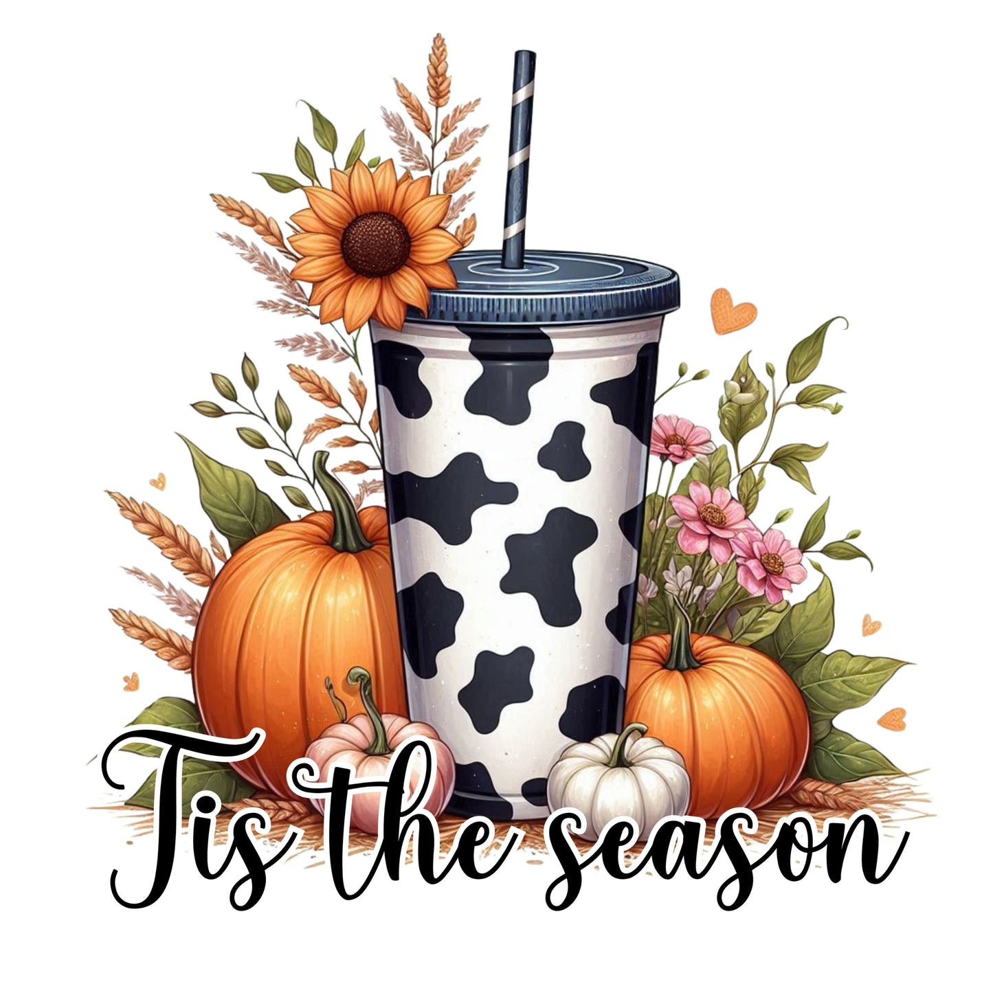 UV DTF Sticker print Tis the season Cow cup Halloween decal, tumbler decal, permanent sticker. Uv wrap glass can tumbler. #7032