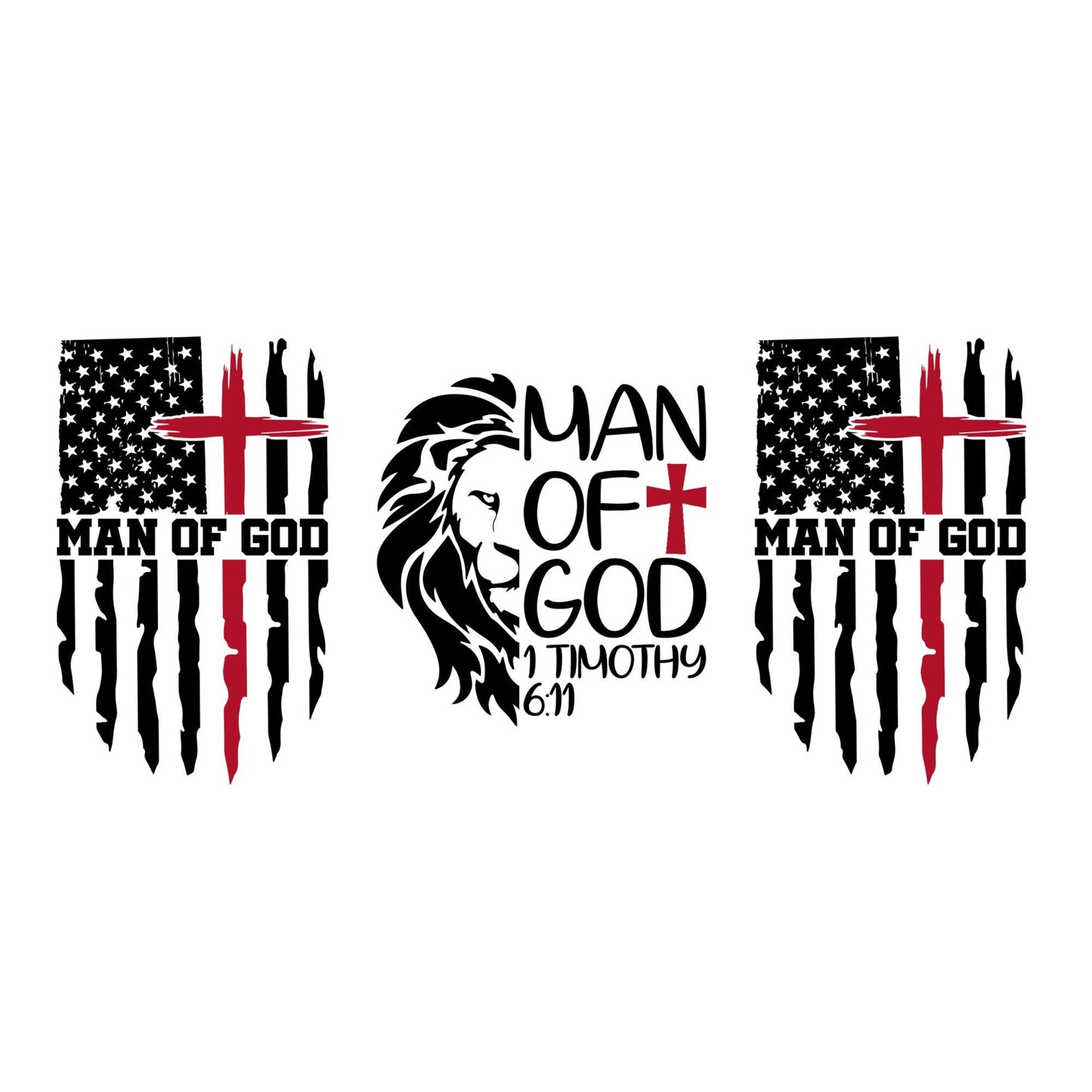 UV DTF Sticker print Ready to apply Man Of God Flag wrap decal, tumbler decal. UV wrap for glass can tumbler. #5157