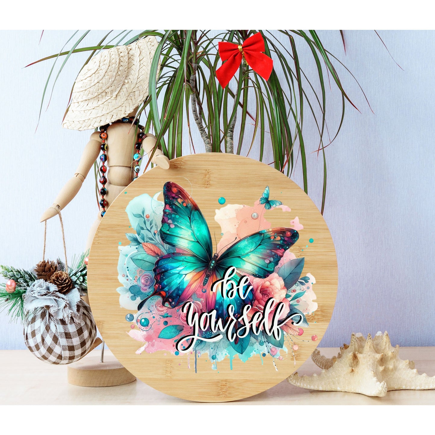 UV DTF Sticker print. Be Yourself watercolor butterfly decal, tumbler decal, permanent sticker. Uv wrap for glass can tumbler. #4214