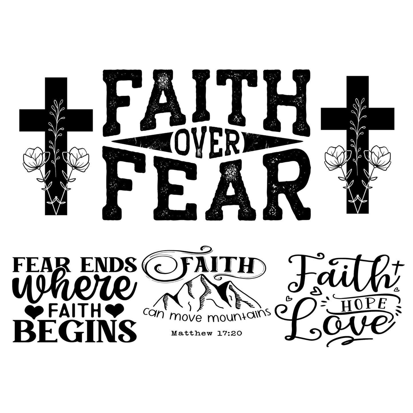 UV DTF 40 oz ready to apply Faith Over Fear wrap decal , quencher tumbler decal, permanent sticker. UV wrap quenchers . #3023