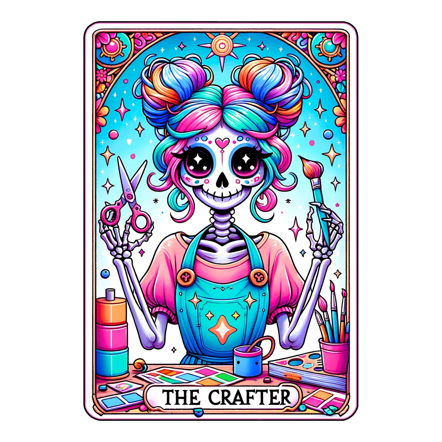 UV DTF Sticker print. The Crafter tarot card decal, tumbler decal, permanent sticker. Uv wrap for glass can tumbler. #4195