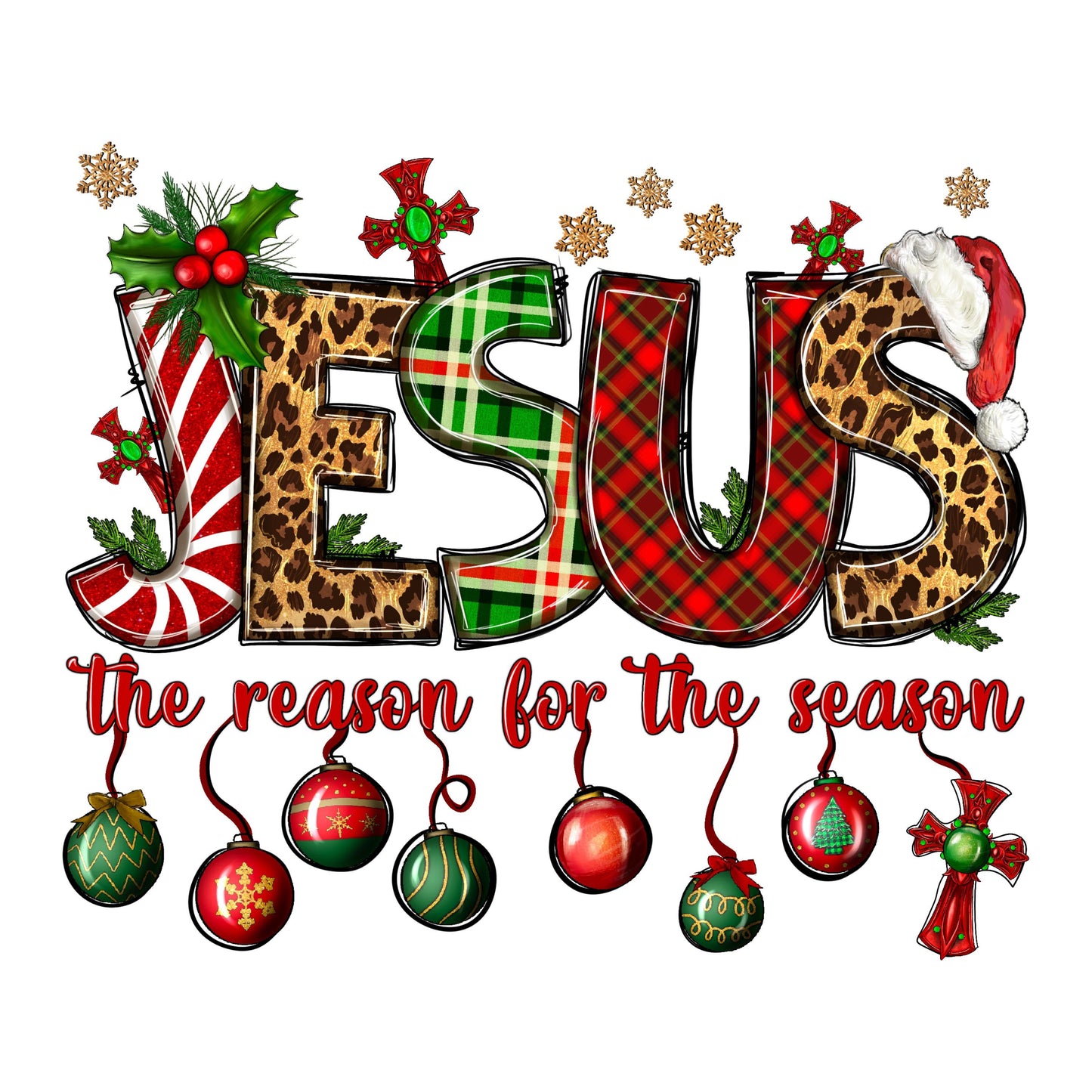 UV DTF Sticker print Jesus the reason for the season decal, tumbler decal, permanent sticker. Uv wrap for glass can tumbler. #7009