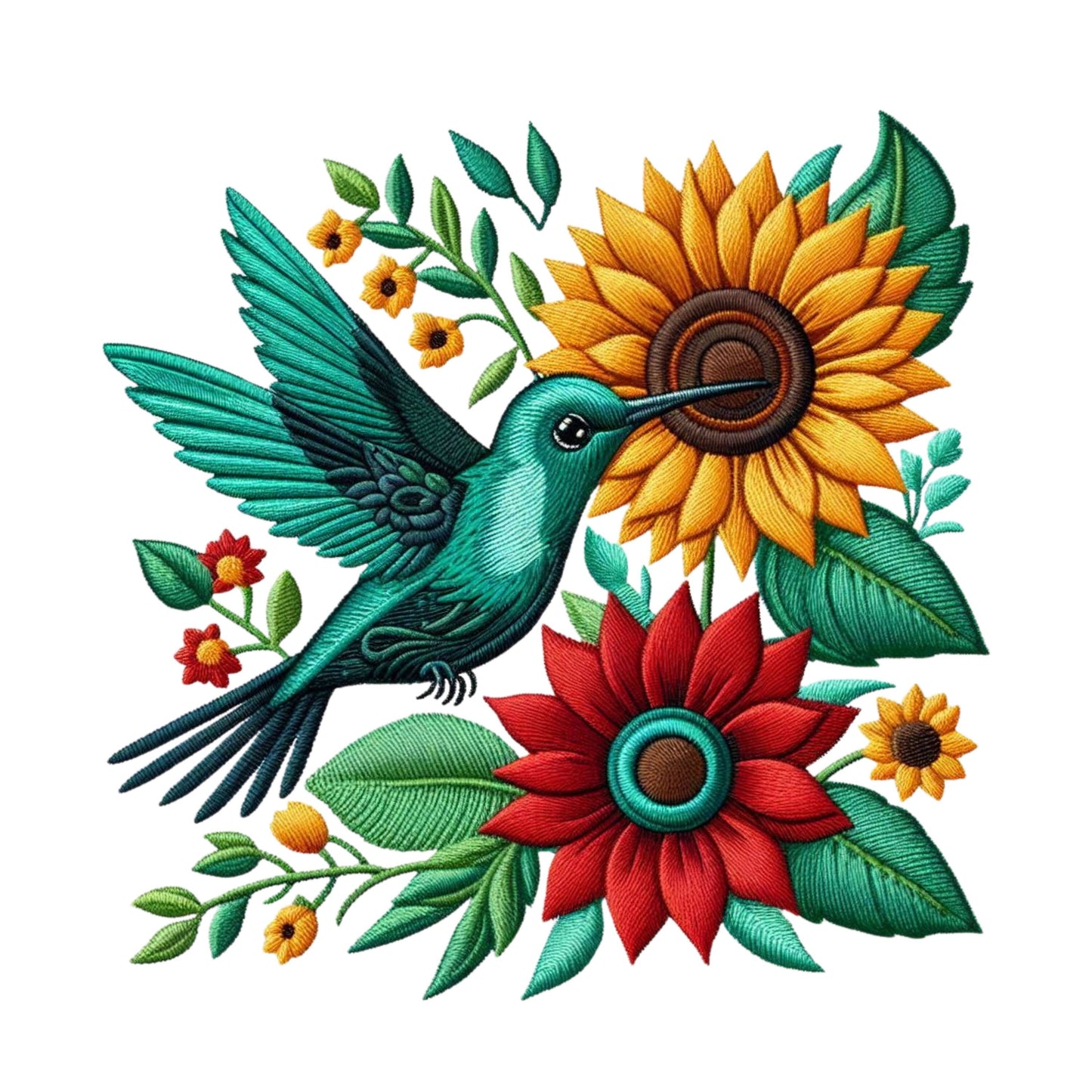 UV DTF Sticker print. Embroidery style teal hummingbird decal, tumbler decal, permanent sticker. UV wrap for glass can tumbler. #10000