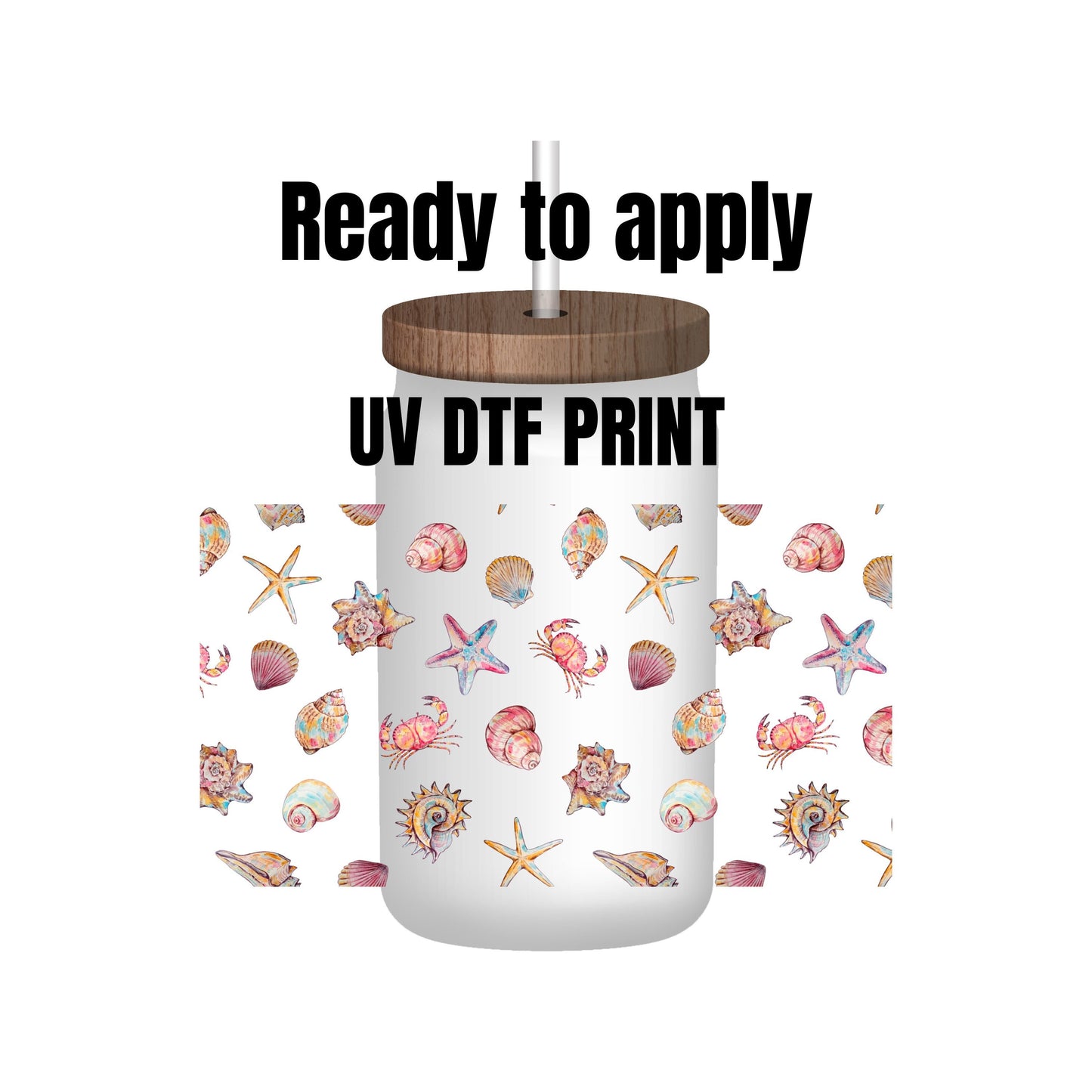 UV DTF Sticker print. Seashell element sheet decals , tumbler decal, permanent sticker. Uv wrap for glass can tumbler. #10042