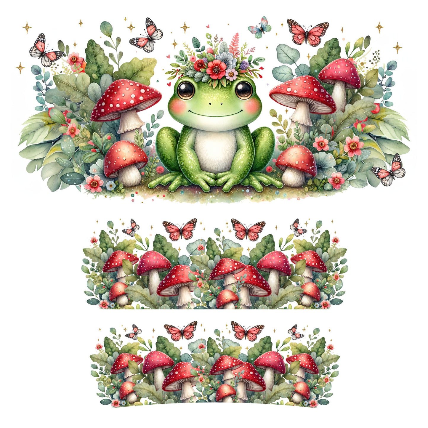 UV DTF 40 oz ready to apply Mushroom Frog floral wrap , Born to fish, fishermans rules permanent sticker. UV wrap quencher #3026