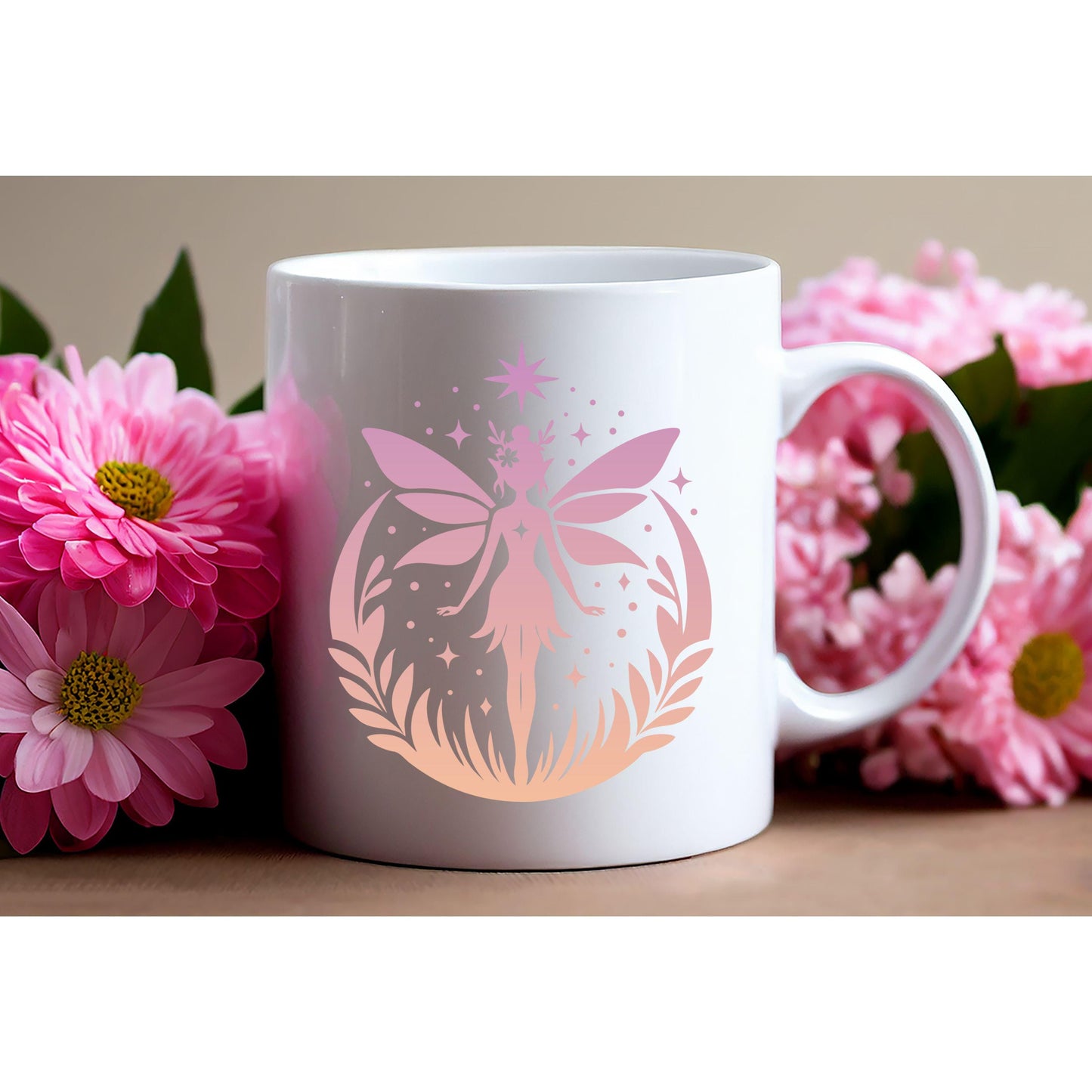 UV DTF Sticker prints. Gradient fairy pink and orange decal, permanent sticker. UV wrap for tumbler. #10059