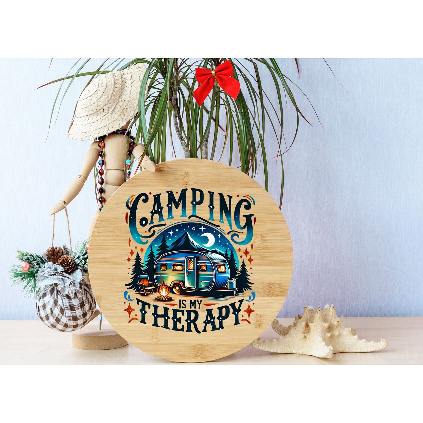 UV DTF Sticker print. Camping is my therapy decal, tumbler decal, permanent sticker. Uv wrap for glass can tumbler. #4212