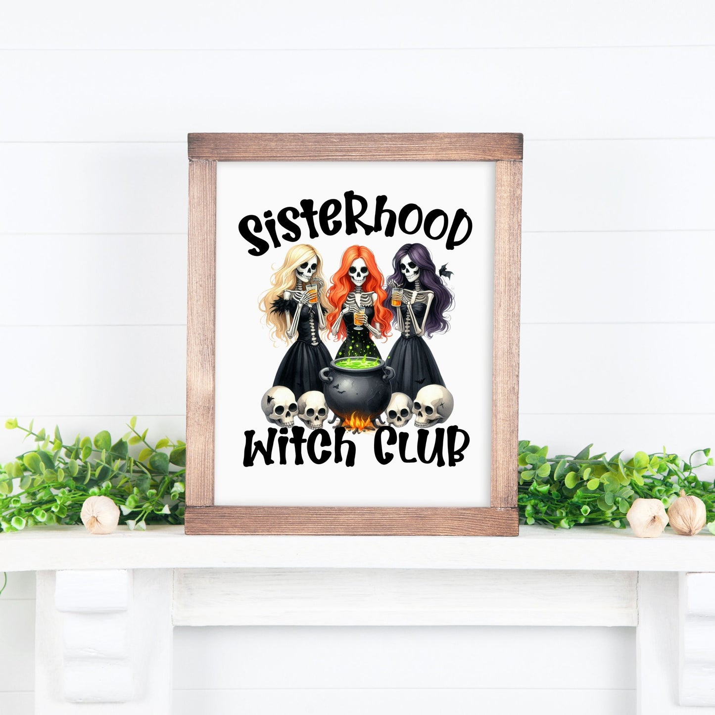 UV DTF Sticker print Sisterhood Witch Club skeleton girls decal, tumbler decal, permanent sticker. Uv wrap for glass can tumbler. #7026