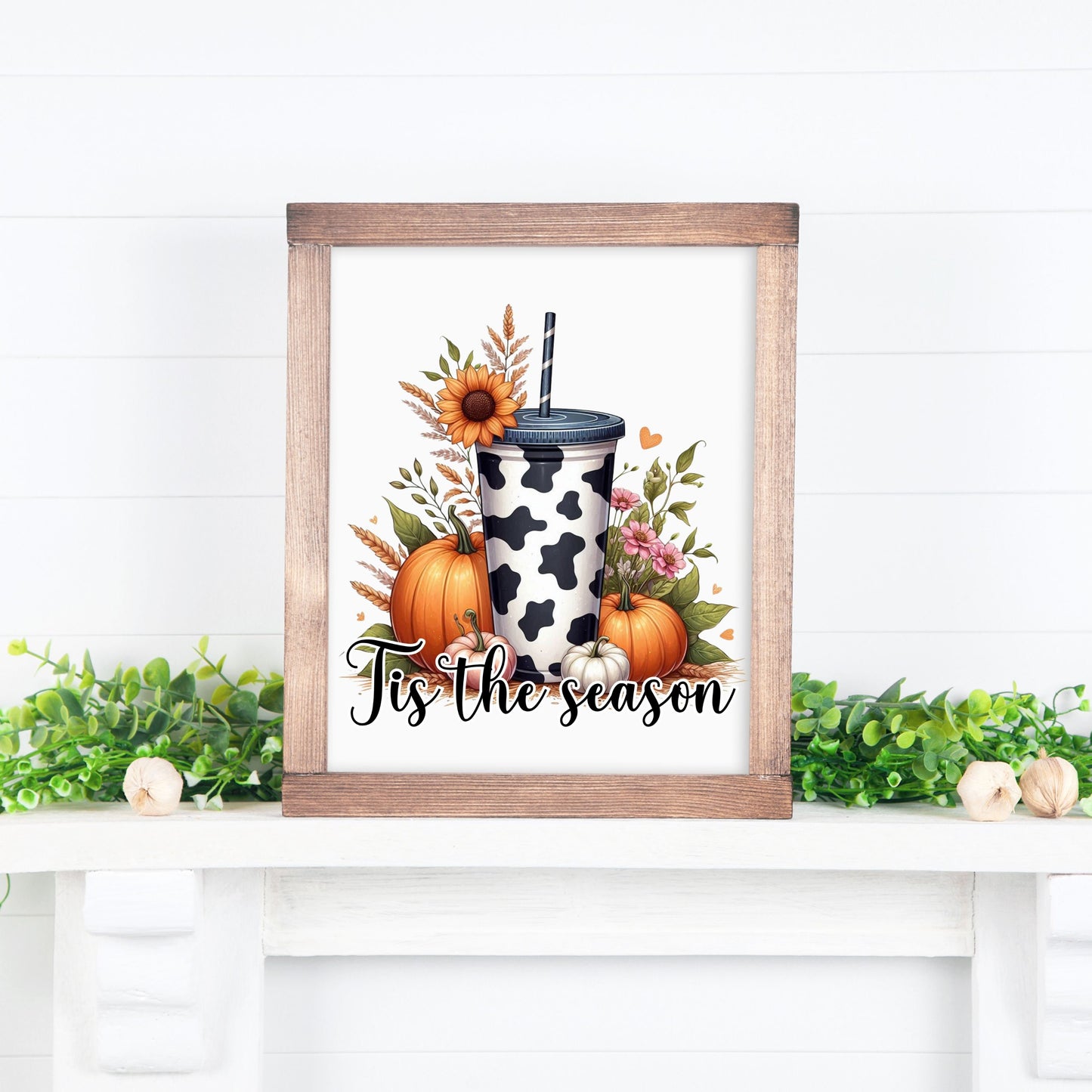 UV DTF Sticker print Tis the season Cow cup Halloween decal, tumbler decal, permanent sticker. Uv wrap glass can tumbler. #7032