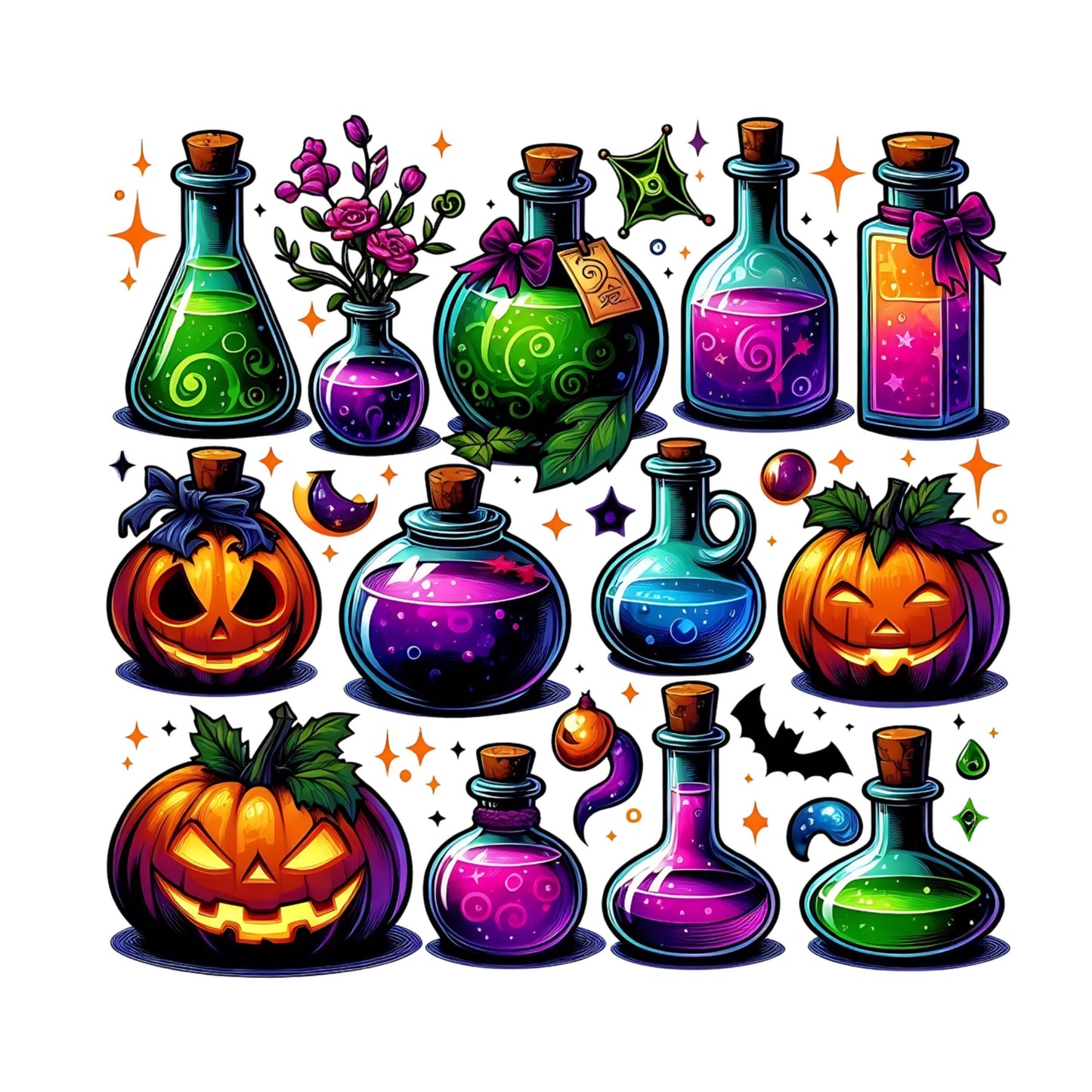 UV DTF Sticker print Halloween elements decal, tumbler decal, Uv wrap glass can tumbler. #7040