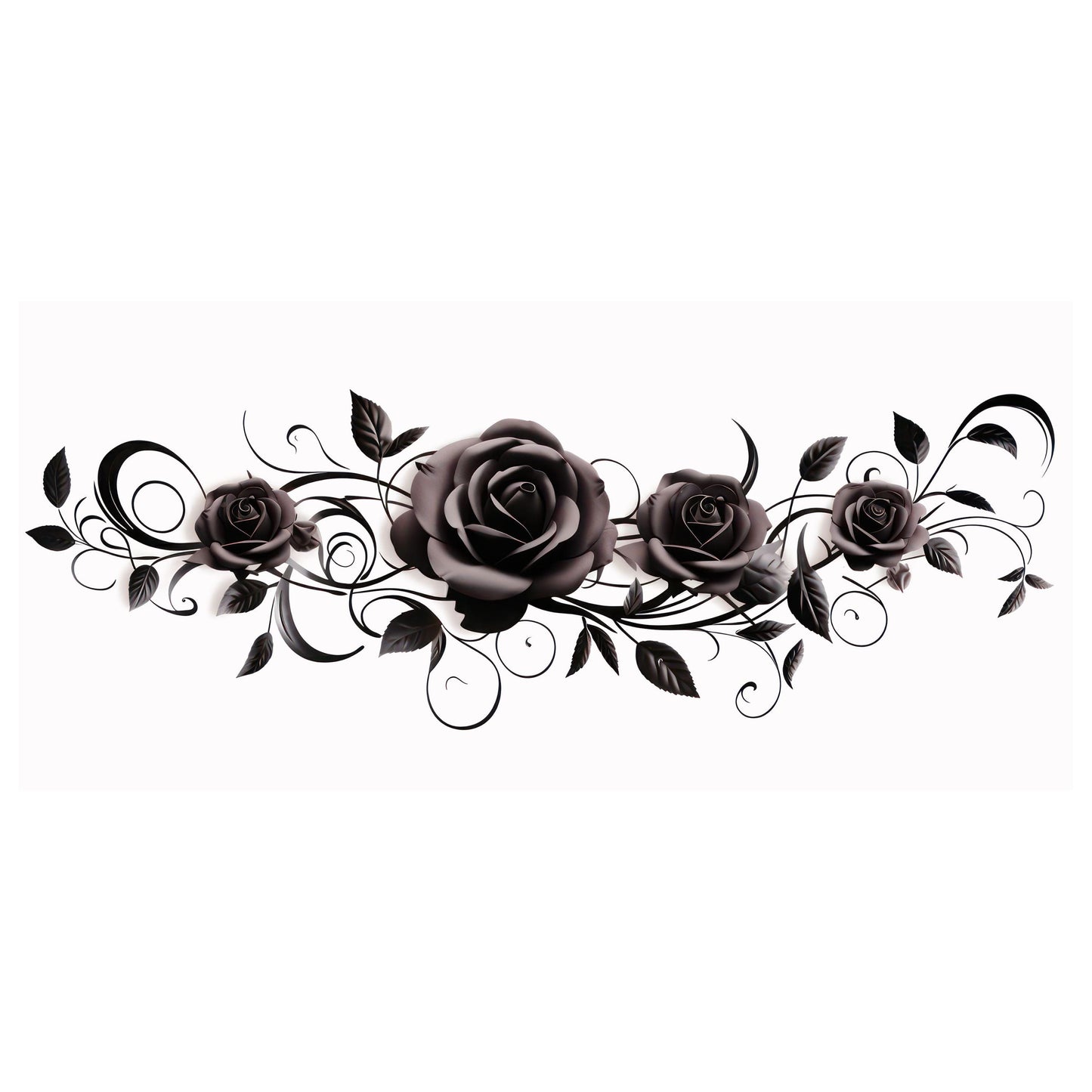 UV DTF Sticker print Black Rose wrap Halloween decal, tumbler decal, Uv wrap glass can tumbler. #7041