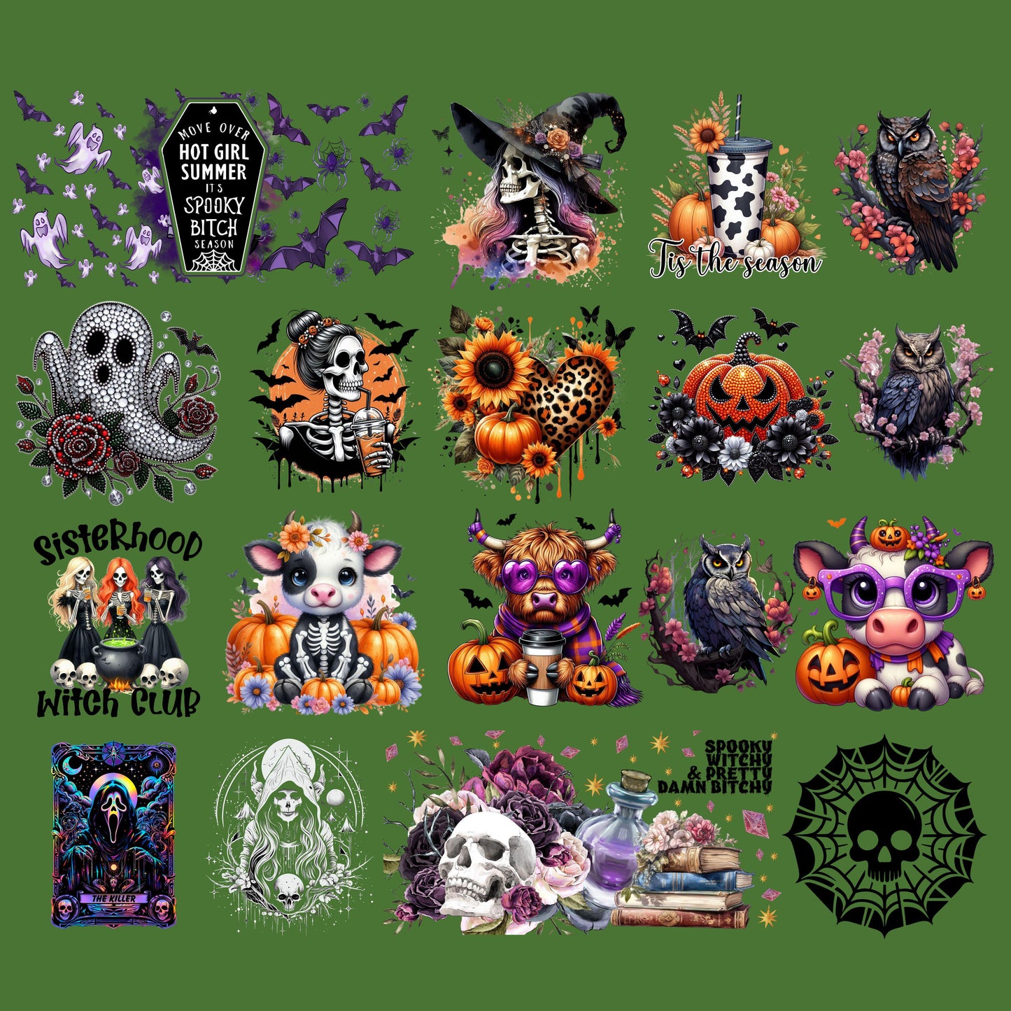 UV DTF Sticker prints. Spooky Halloween sheet bundle decal, permanent sticker. UV wrap for glass can tumbler. #7042