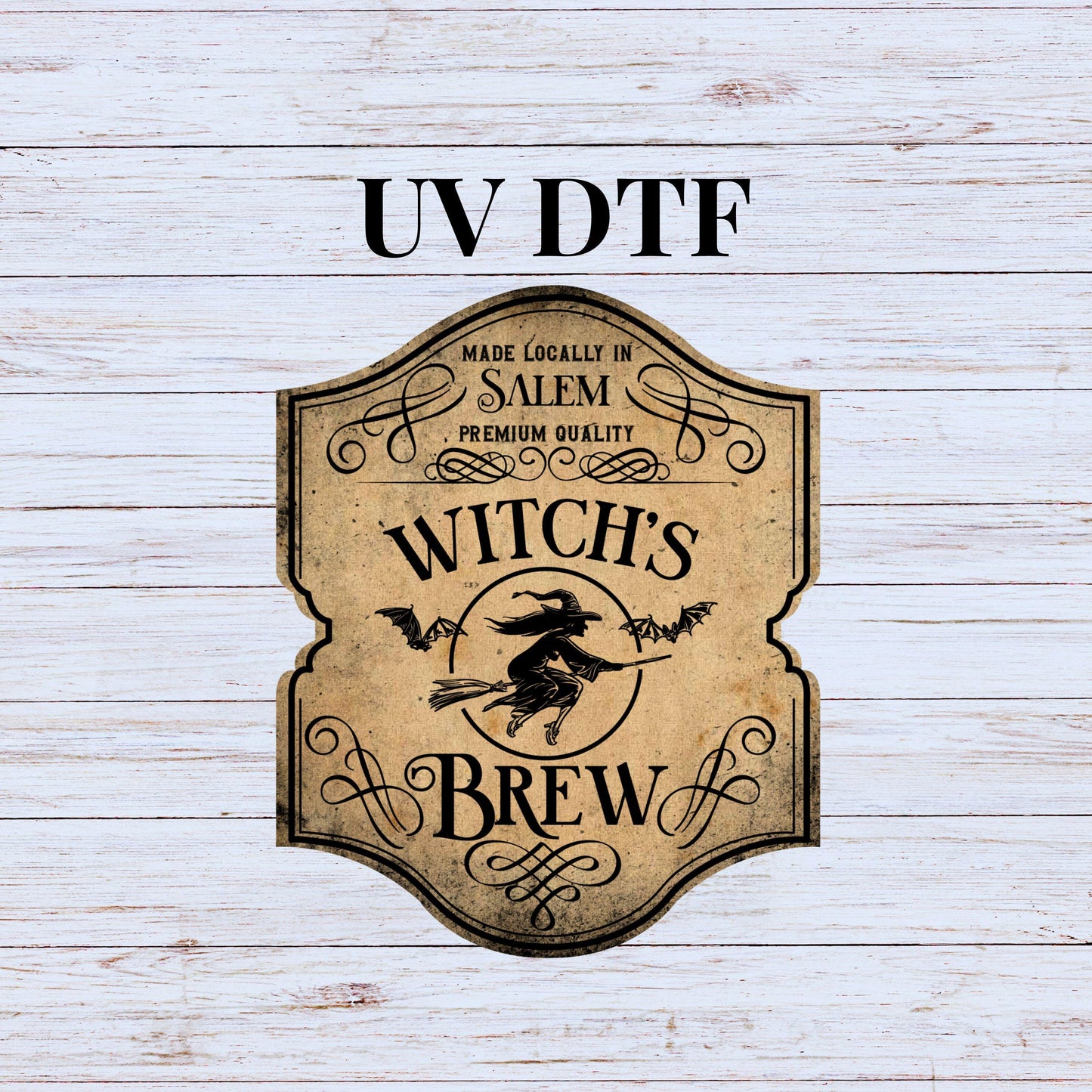 UV DTF Sticker print Spooky Label Witches Brew decal, tumbler decal, permanent sticker. Uv wrap for glass can tumbler. #7067