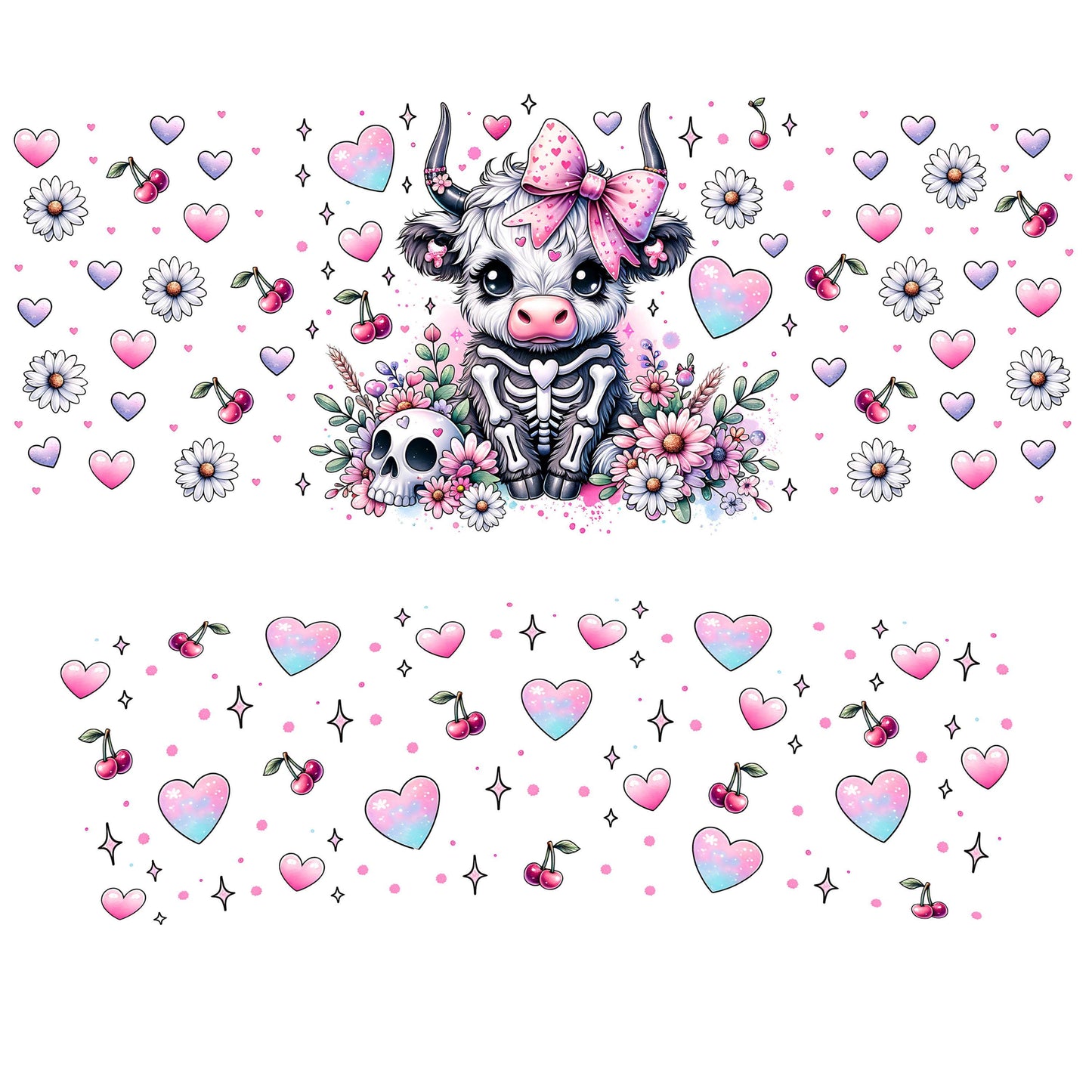 UV DTF 40 oz ready to apply Spooky Cow wrap Glass can wrap. Permanent sticker. UV wrap quencher #3031