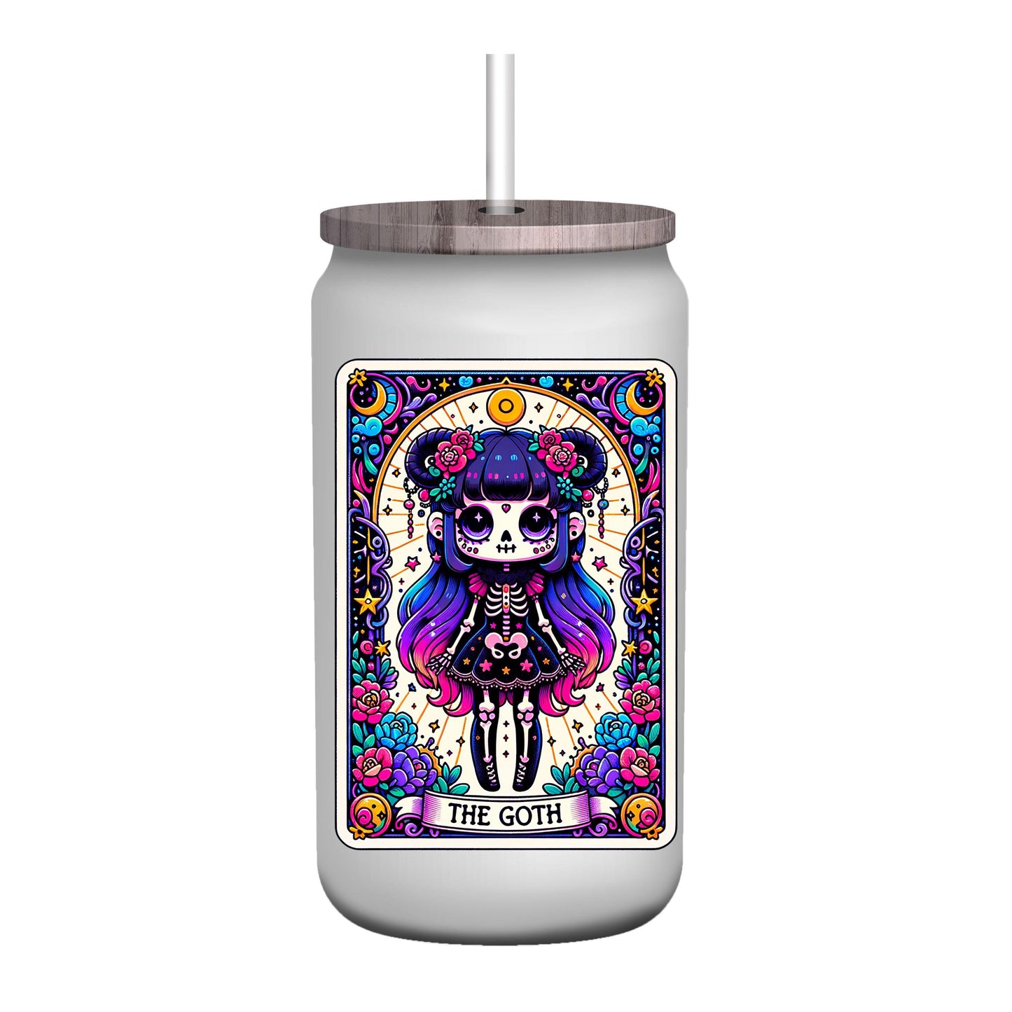 UV DTF Sticker print. The Goth tarot card decal, tumbler decal, permanent sticker. Uv wrap for glass can tumbler. #4220