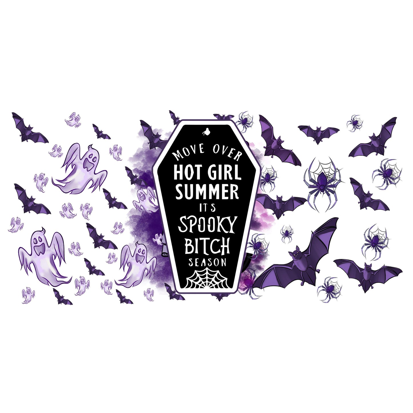 UV DTF Sticker print Move over hot girl summer it's spooky bitch season Halloween decal, tumbler decal, Uv wrap glass can tumbler. #7035