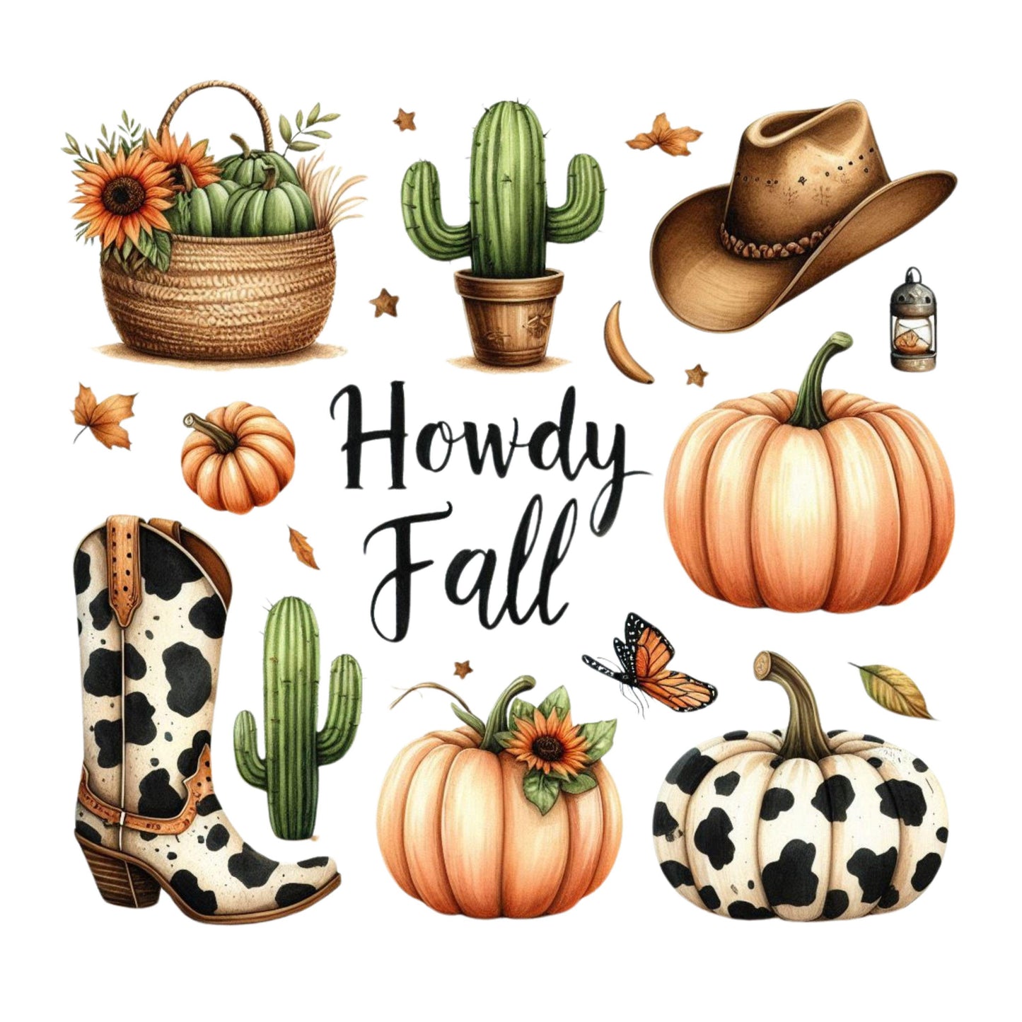 UV DTF Sticker print Fall Western Element sheet decal, tumbler decal, permanent sticker. Uv wrap for glass can tumbler. #7070